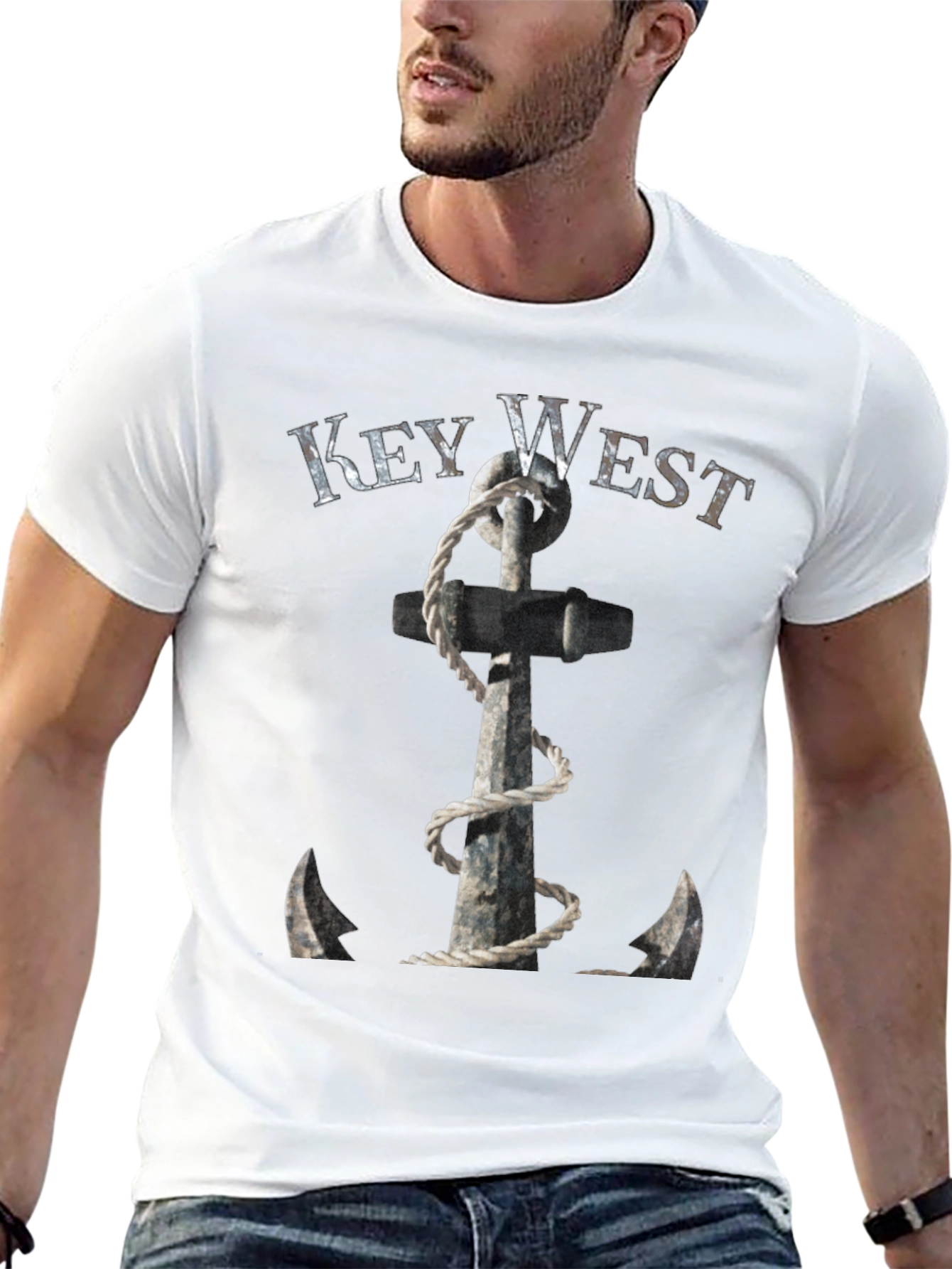 Key West Anchor Graphic Tee - Black Cotton