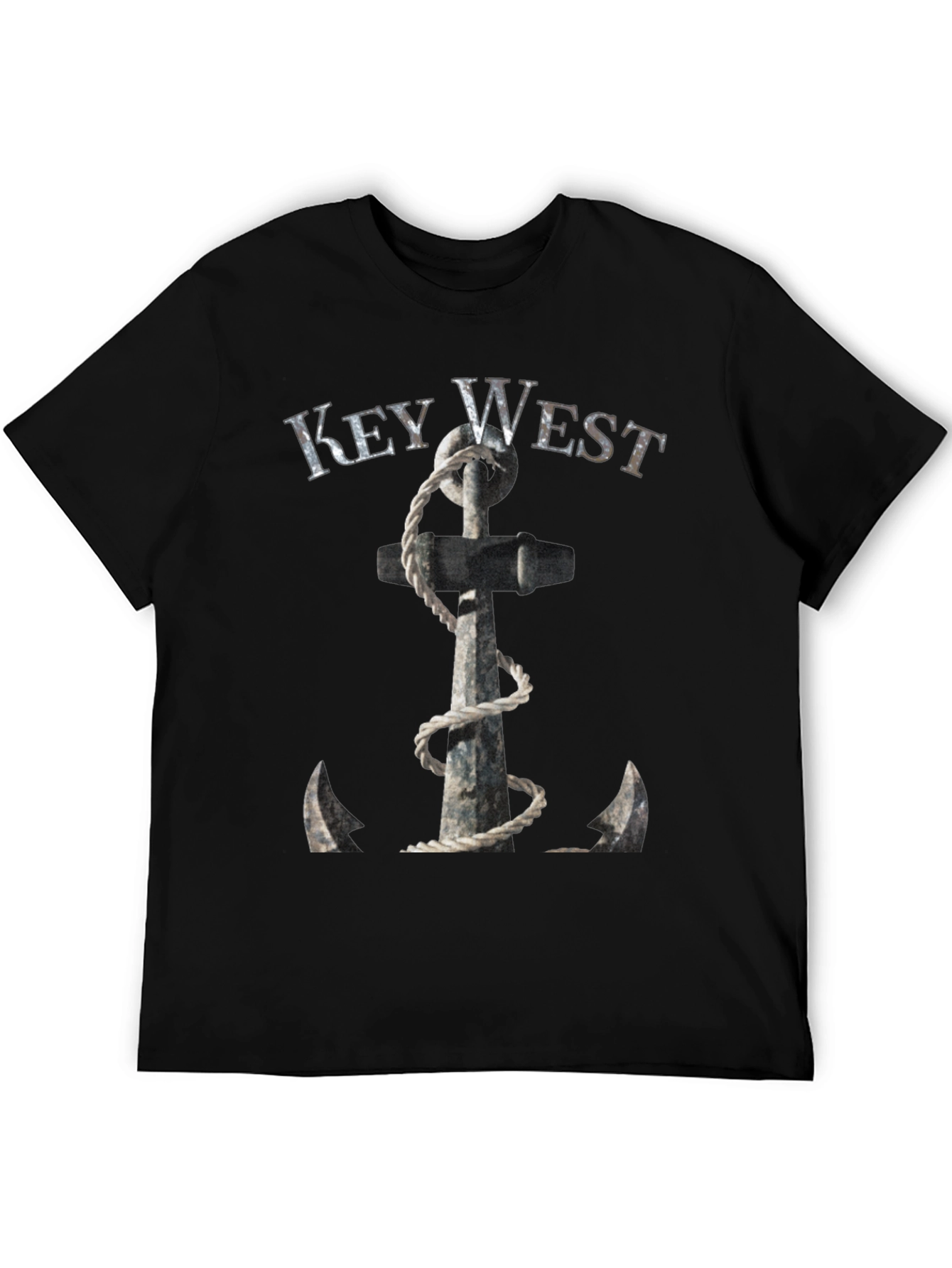 Key West Anchor Graphic Tee - Black Cotton