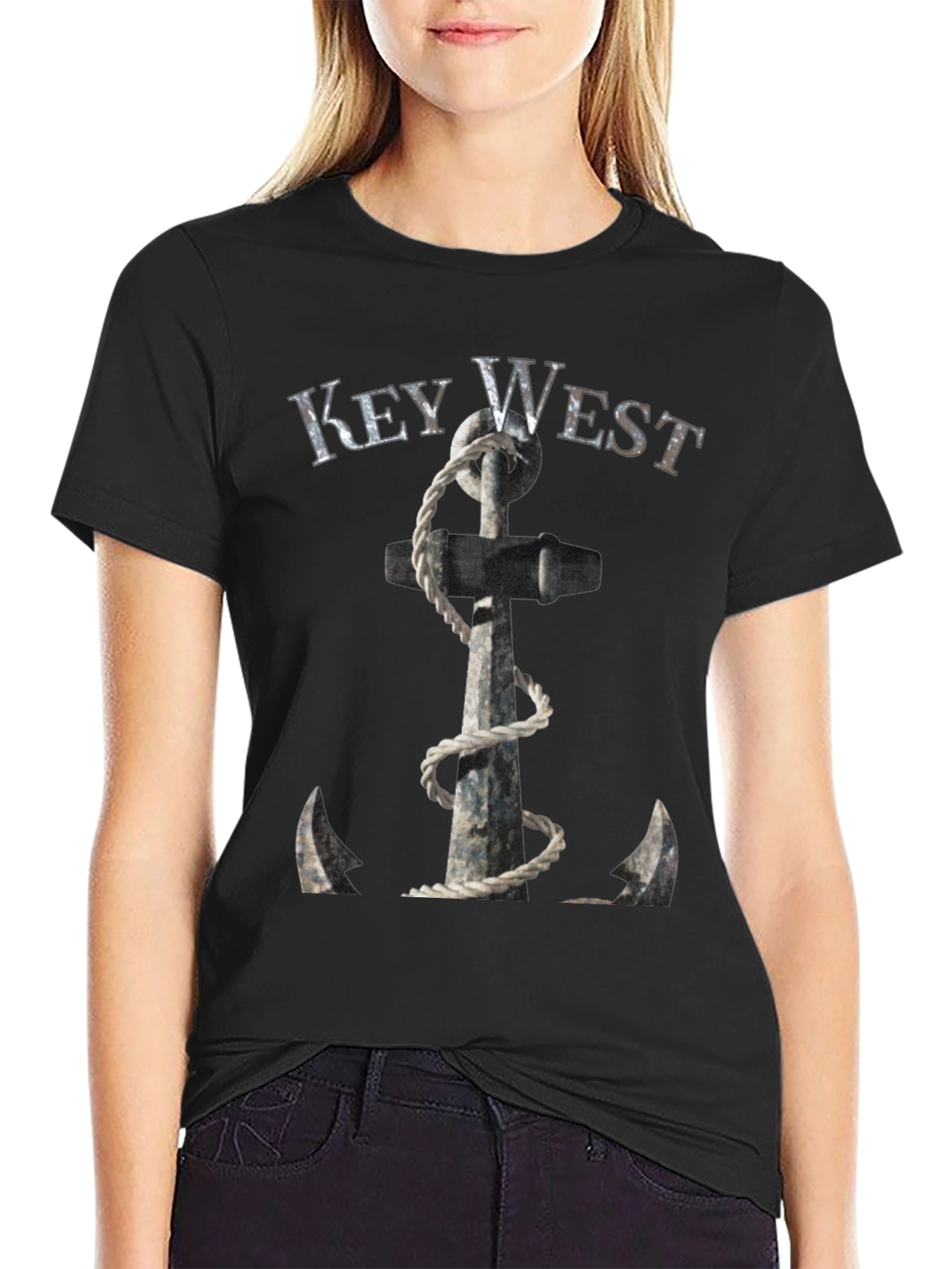 Key West Anchor Graphic Tee - Black Cotton