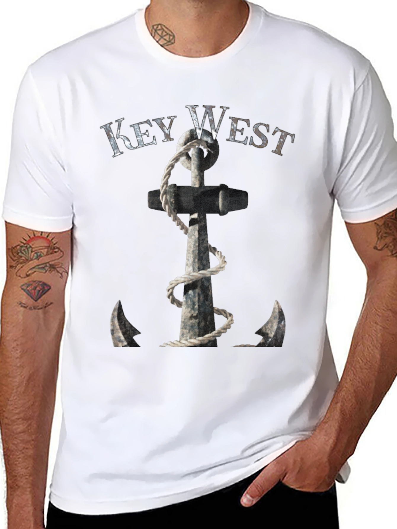 Key West Anchor Graphic Tee - Black Cotton