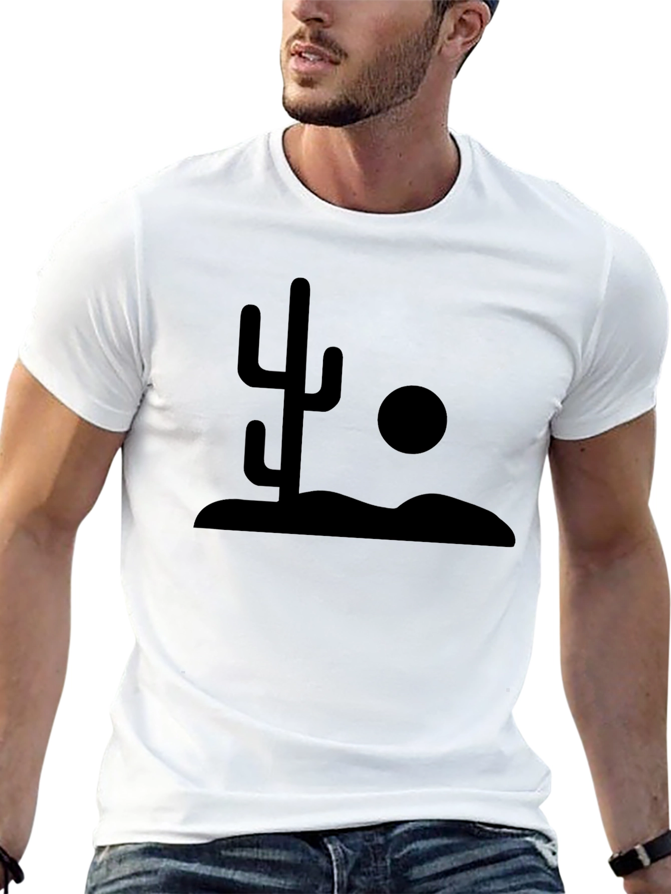 Desert Cactus Graphic Tee - Black Cotton T-Shirt