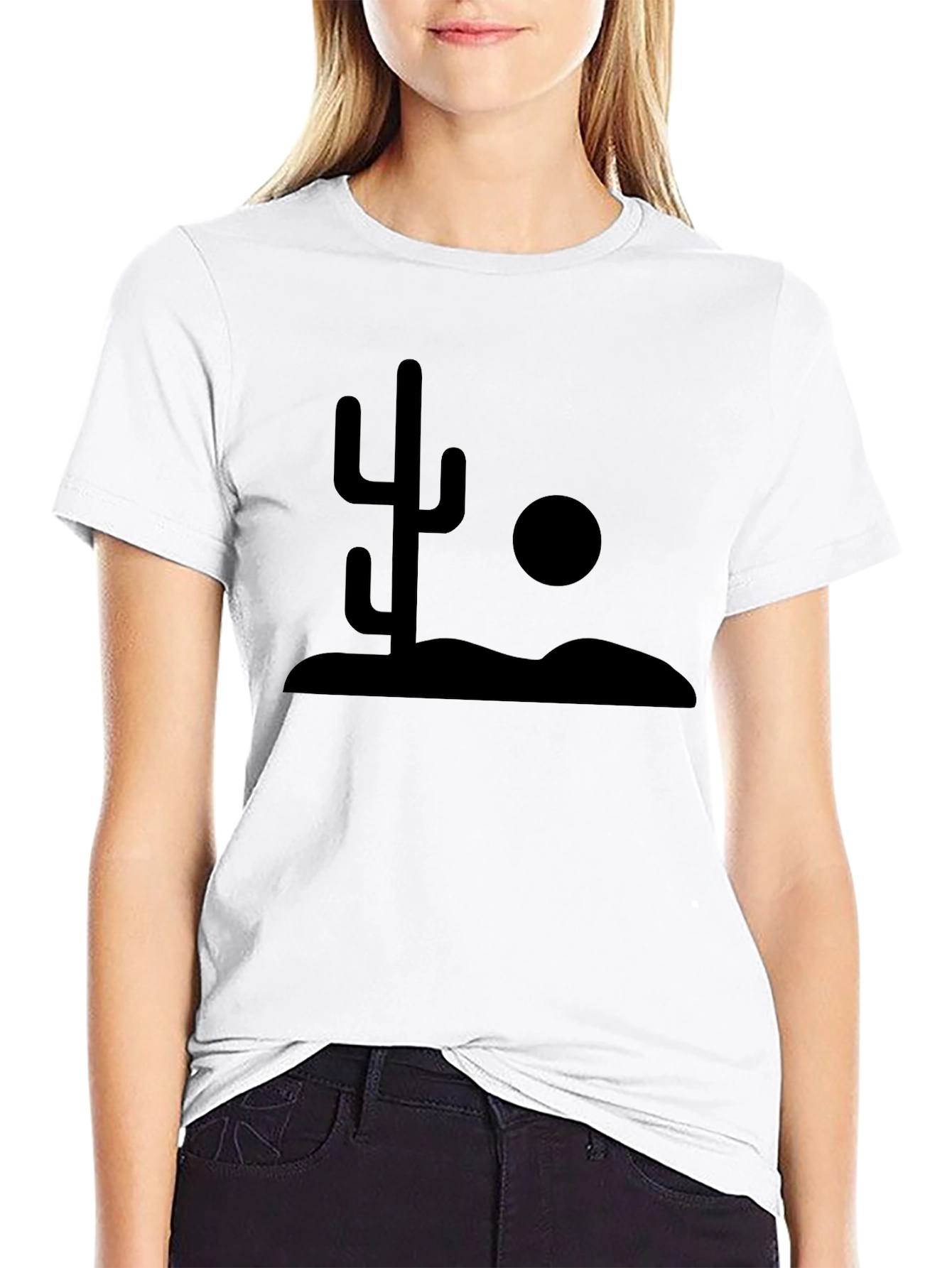 Desert Cactus Graphic Tee - Black Cotton T-Shirt