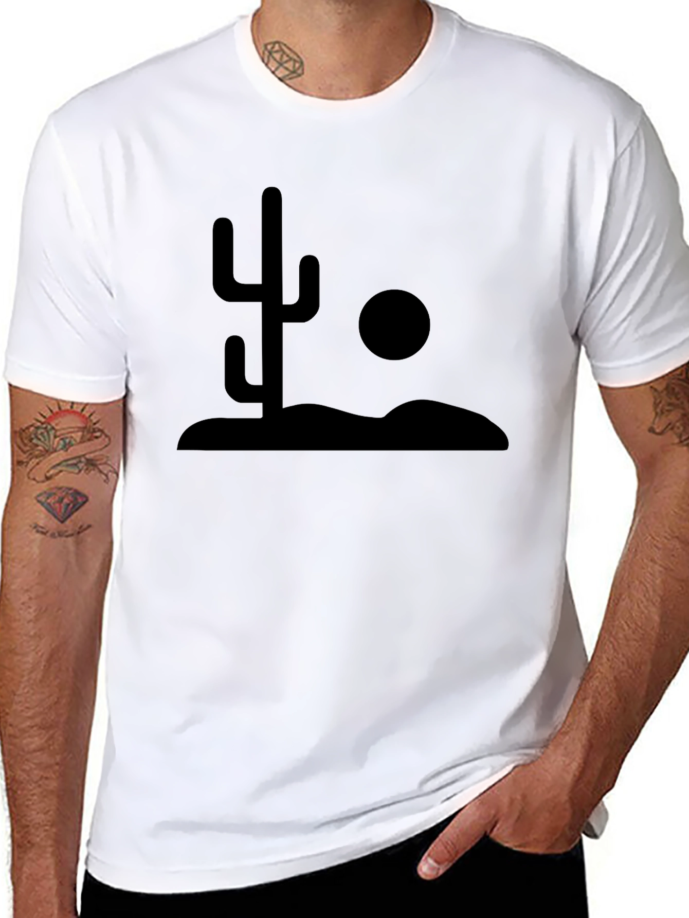 Desert Cactus Graphic Tee - Black Cotton T-Shirt