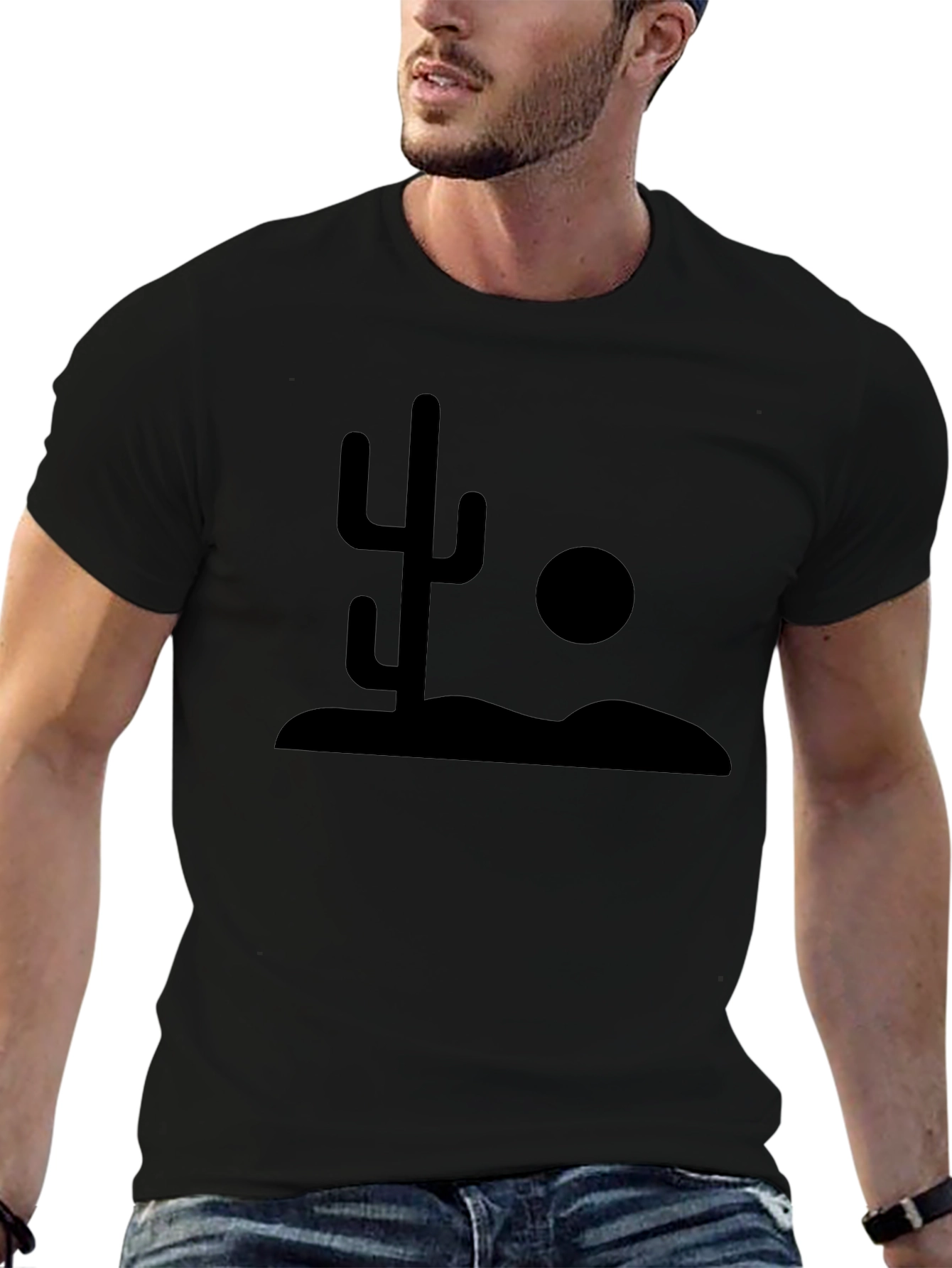 Desert Cactus Graphic Tee - Black Cotton T-Shirt