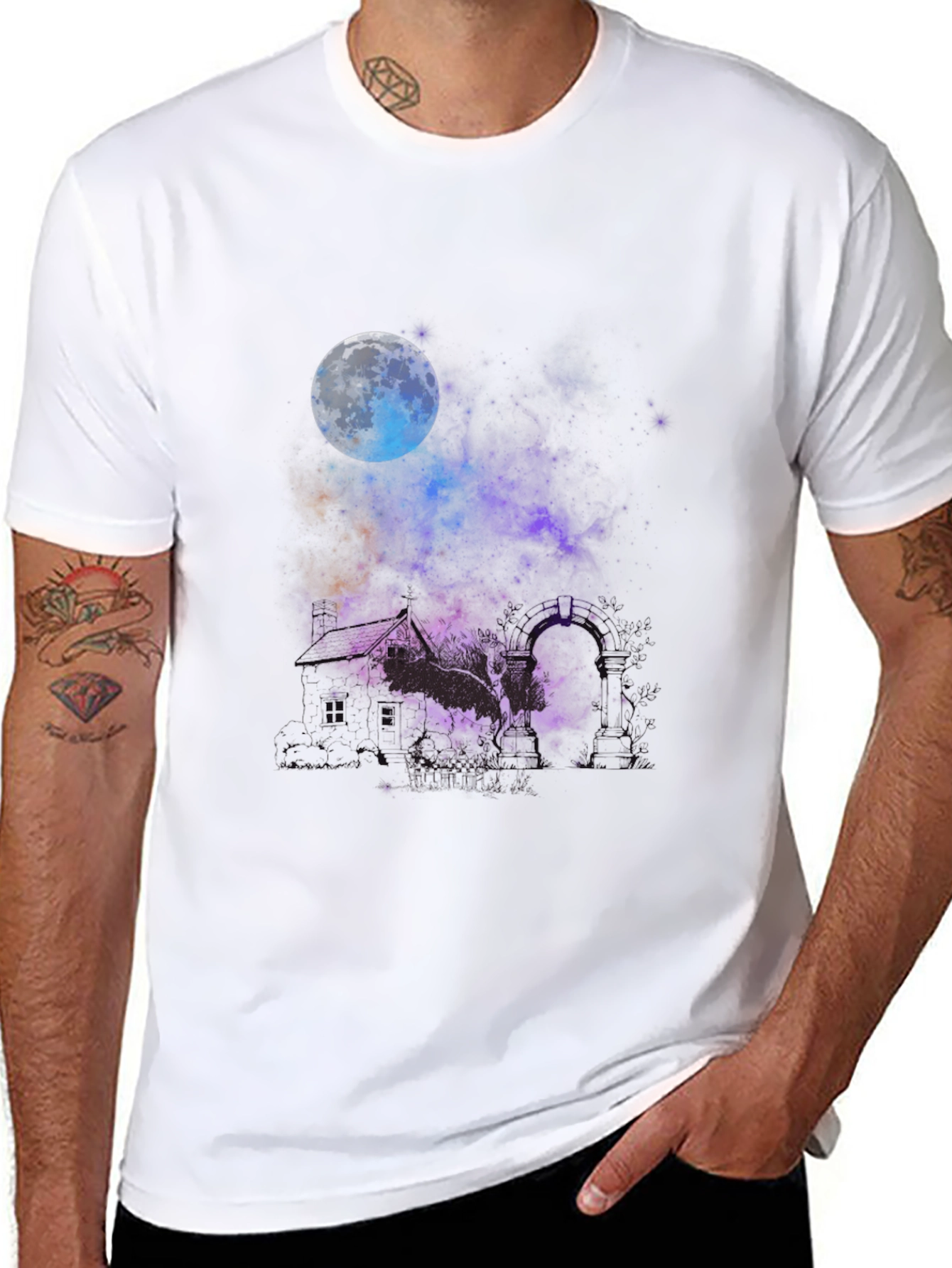 Moon & Galaxy Black T-Shirt