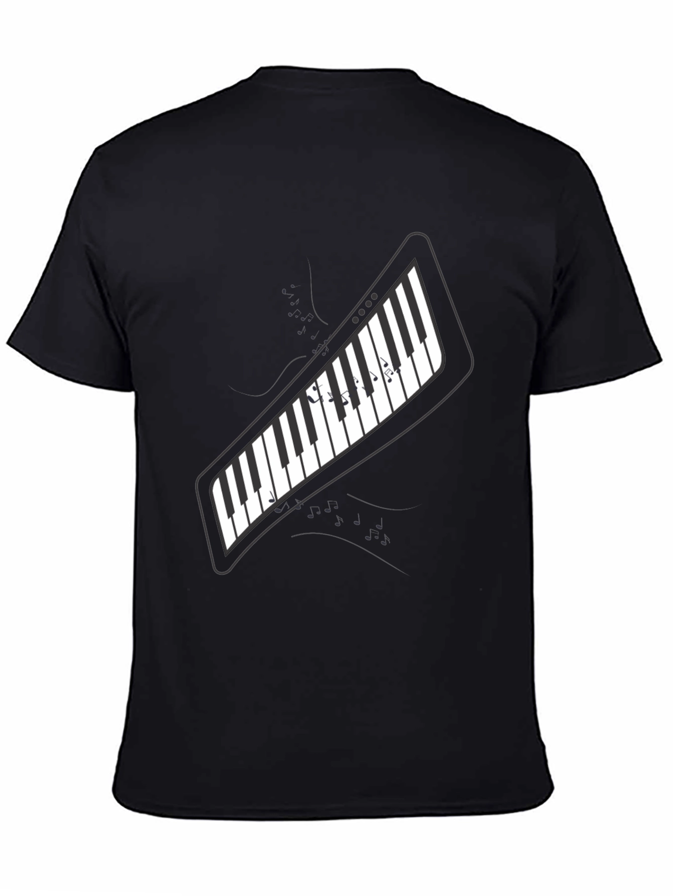 Piano Keys Graphic Print Black T-Shirt