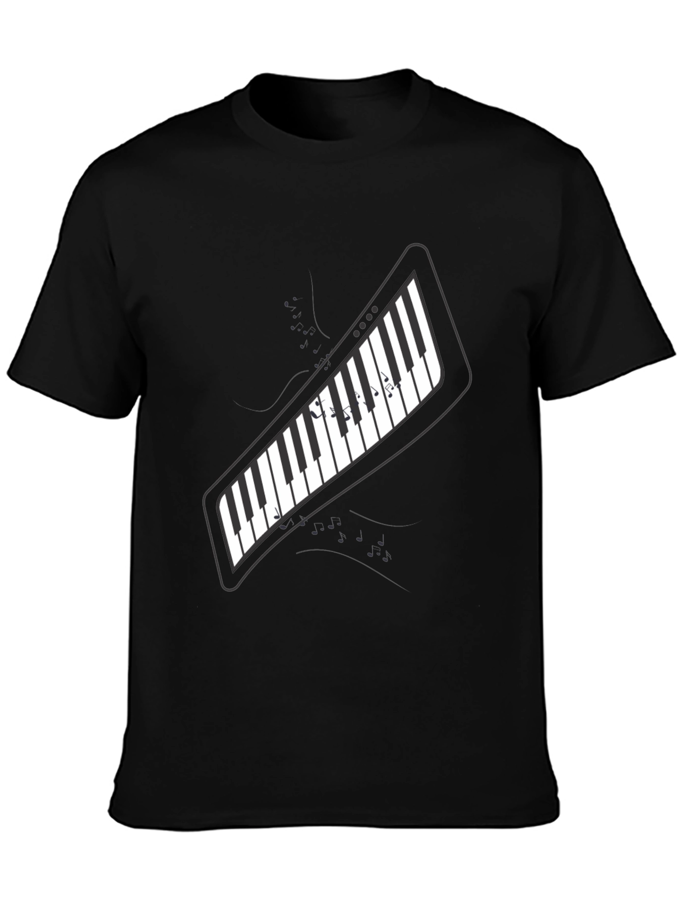 Piano Keys Graphic Print Black T-Shirt
