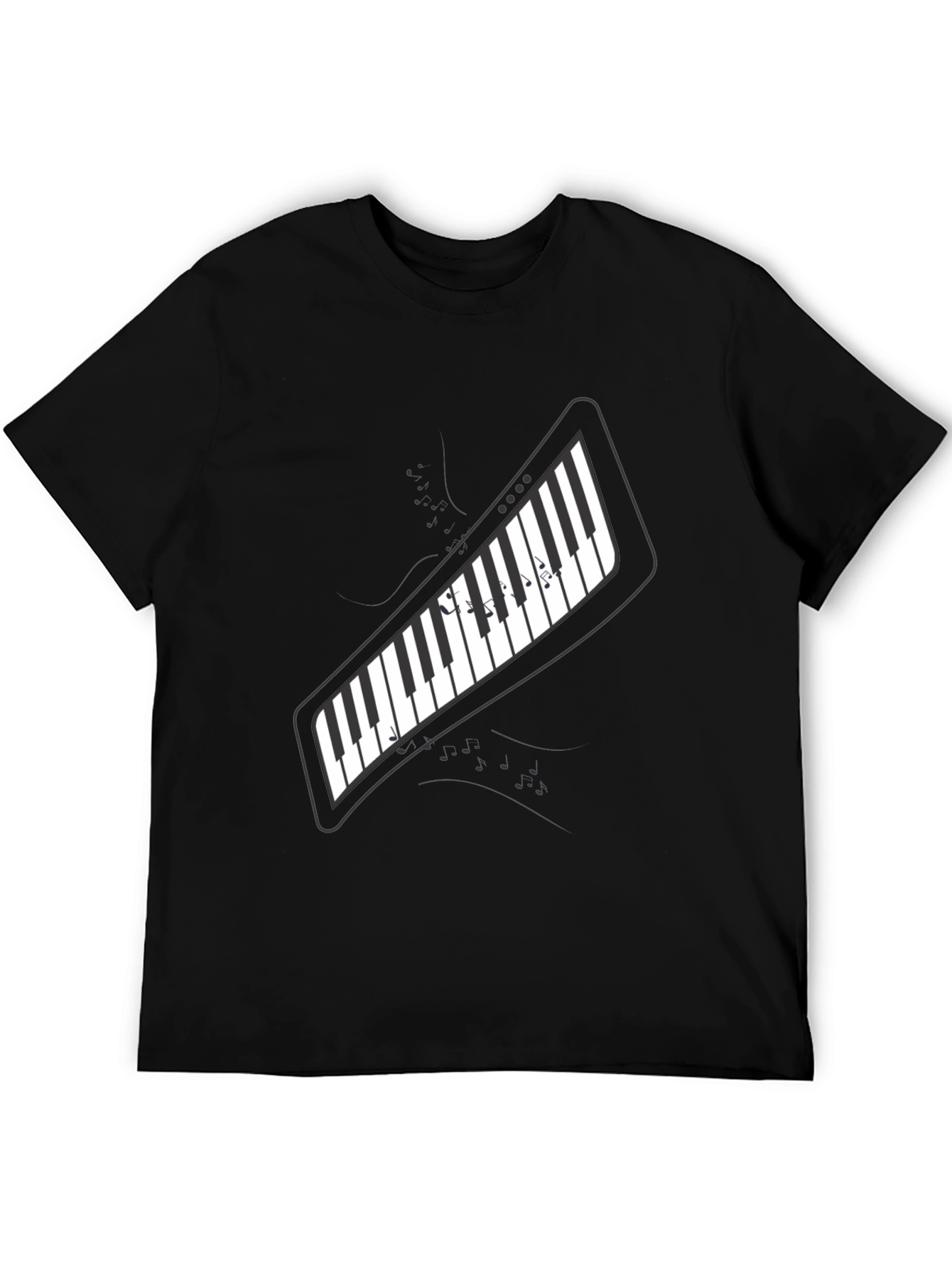 Piano Keys Graphic Print Black T-Shirt