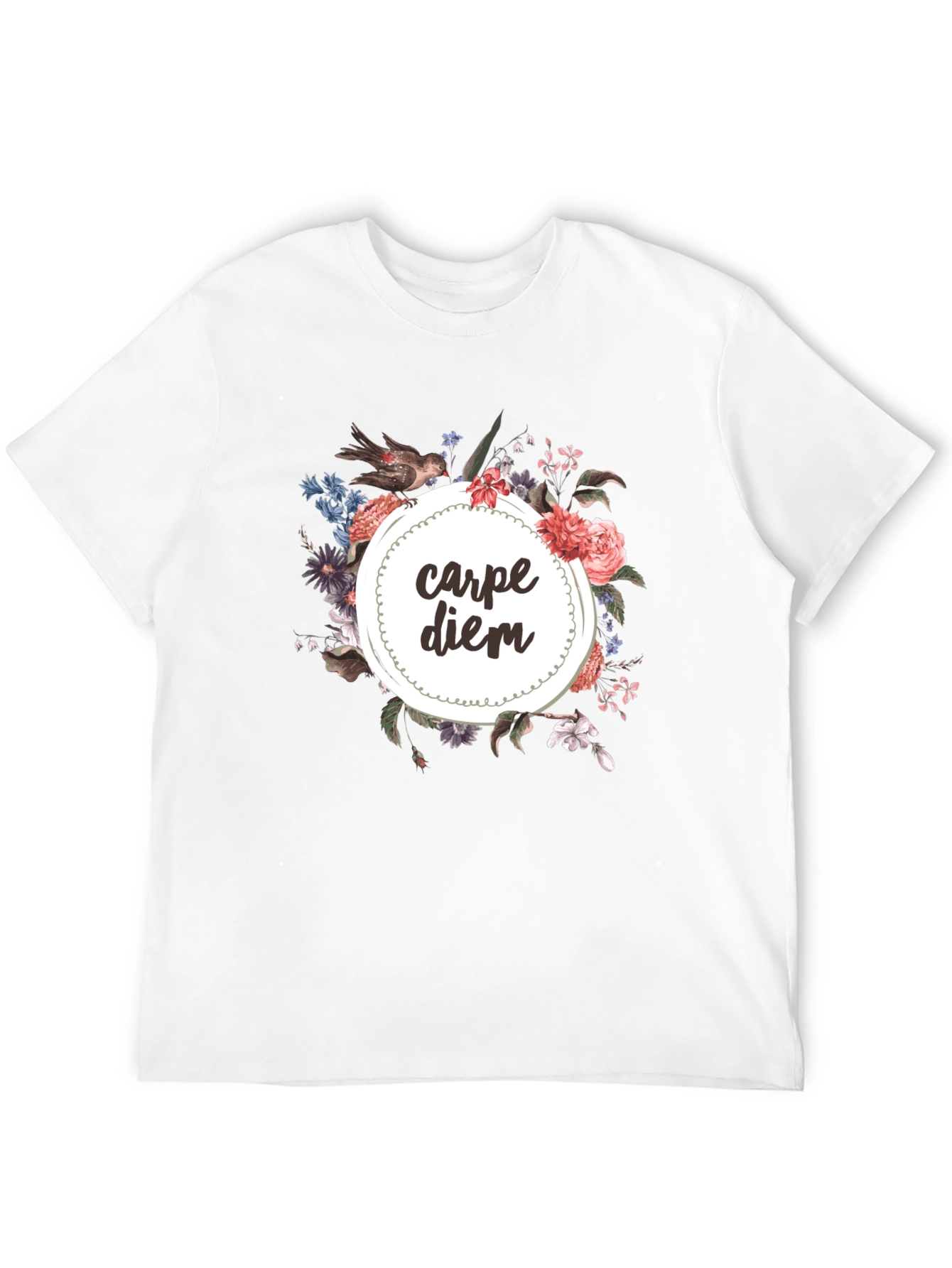 Carpe Diem Floral Graphic Tee - Black T-Shirt