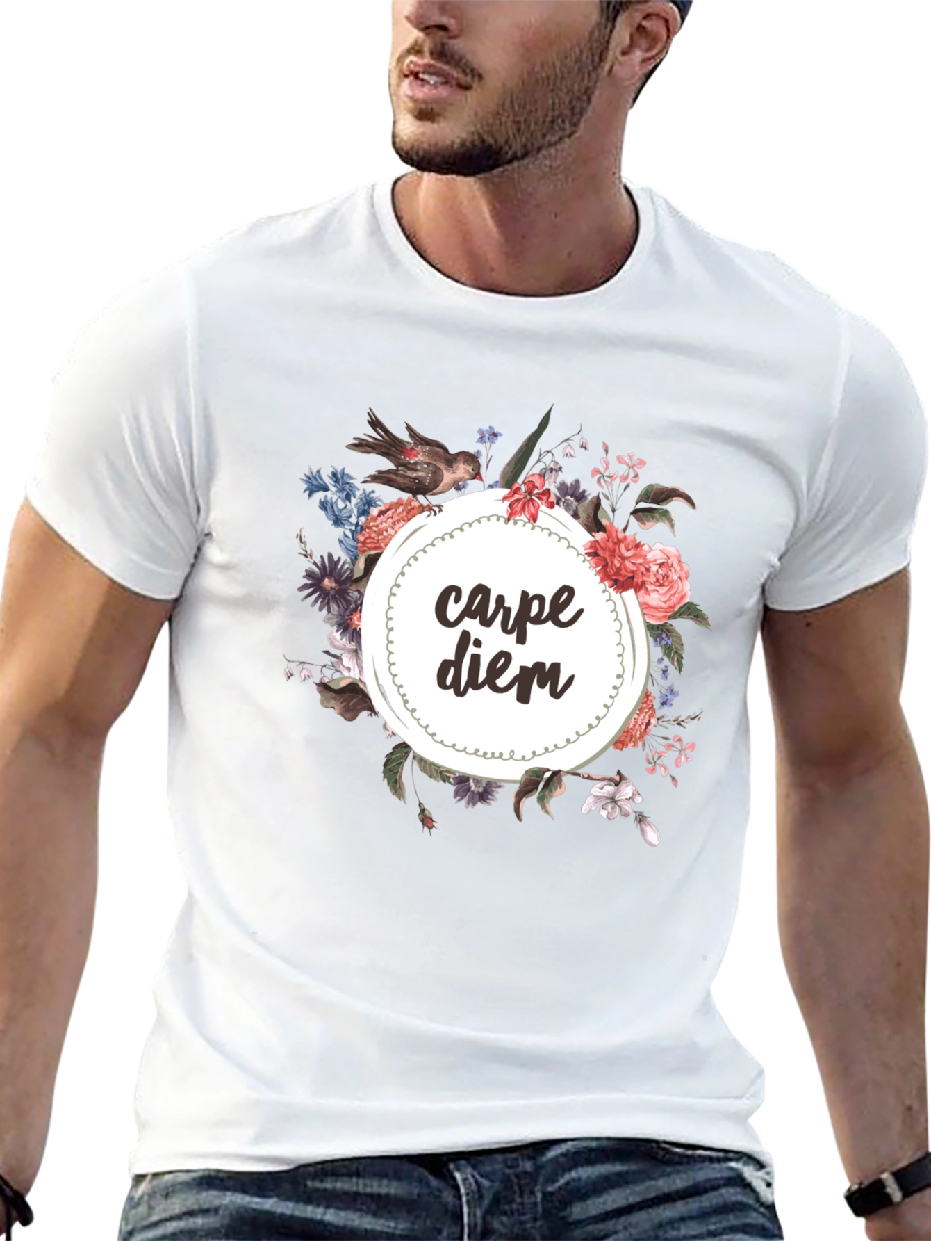 Carpe Diem Floral Graphic Tee - Black T-Shirt