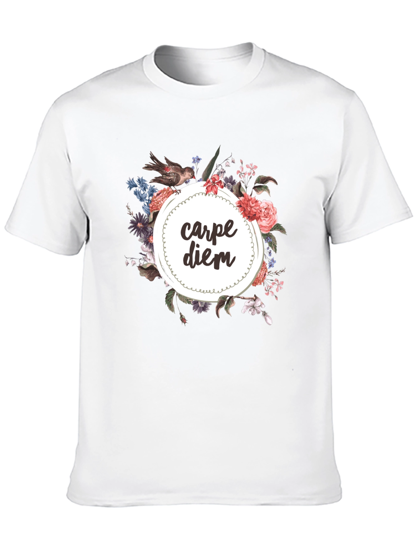 Carpe Diem Floral Graphic Tee - Black T-Shirt