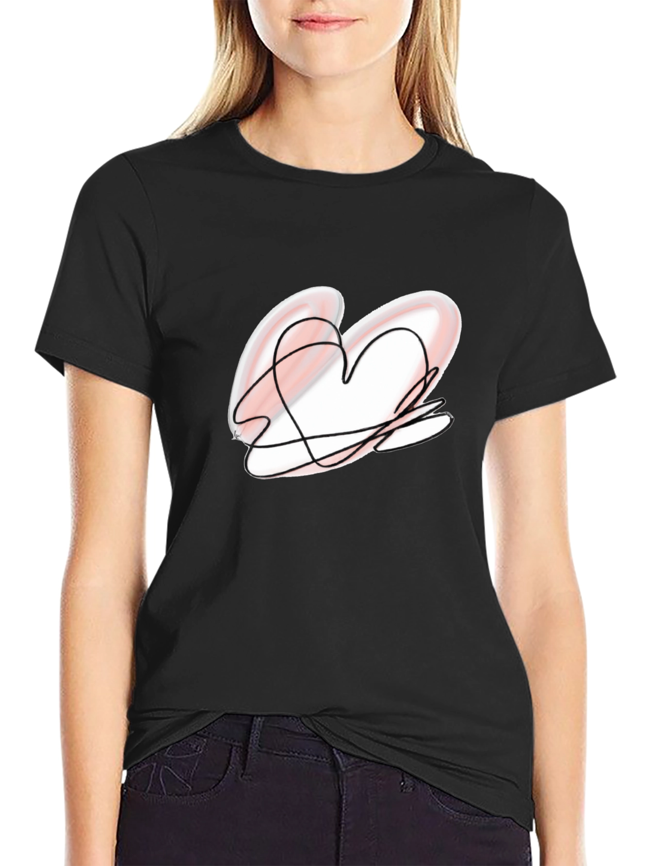 Heart Scribble Black Tee - Unique Graphic Design
