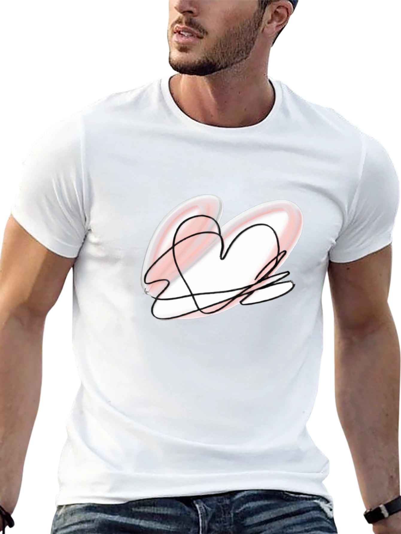 Heart Scribble Black Tee - Unique Graphic Design