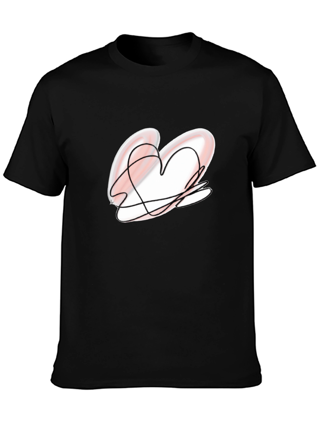 Heart Scribble Black Tee - Unique Graphic Design