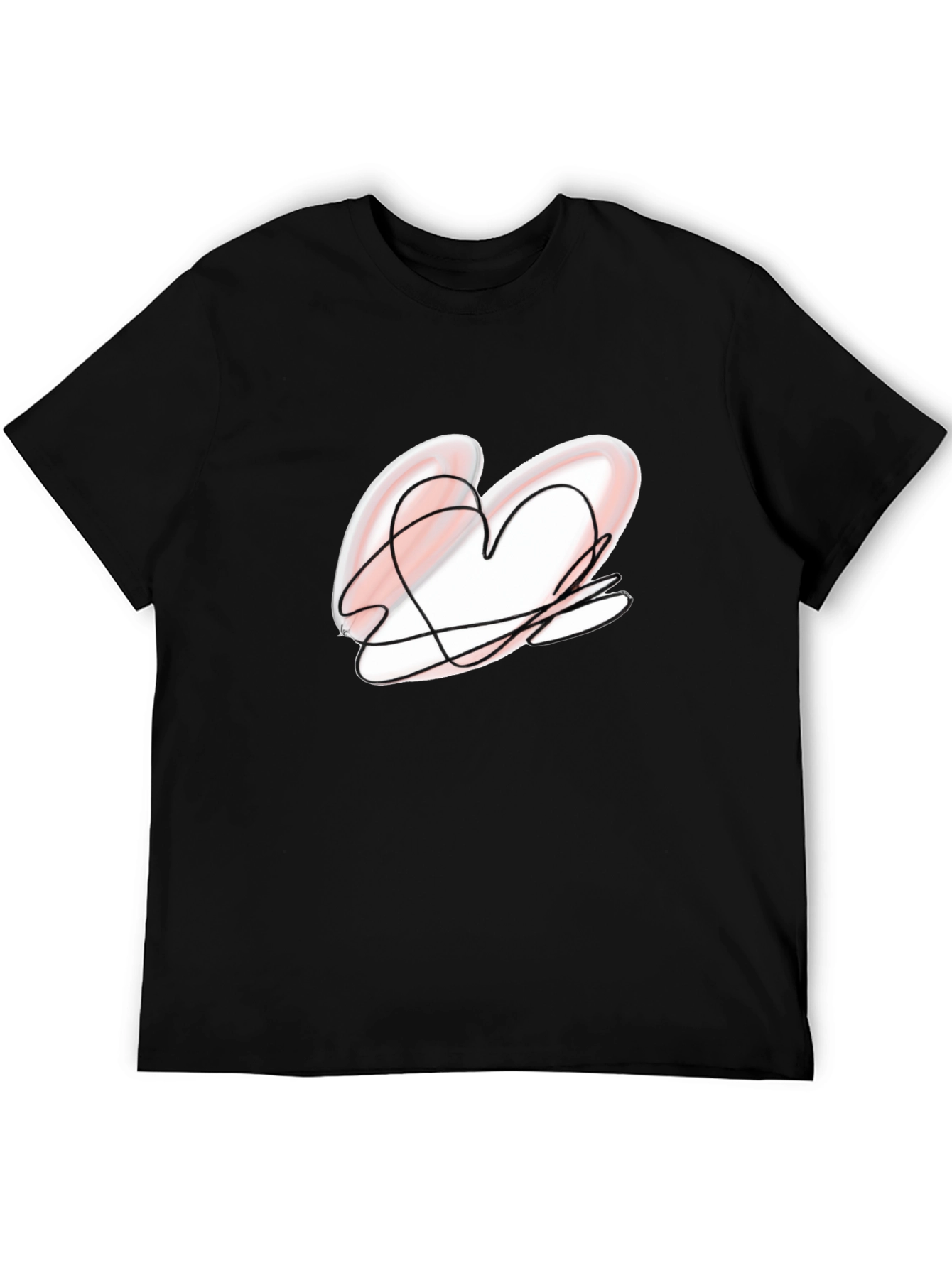 Heart Scribble Black Tee - Unique Graphic Design