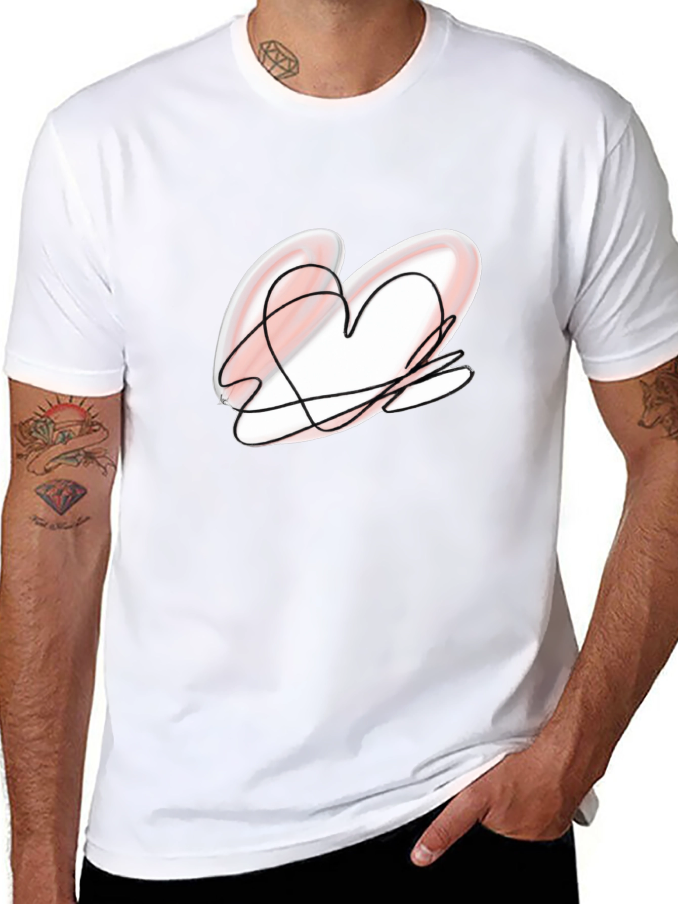 Heart Scribble Black Tee - Unique Graphic Design