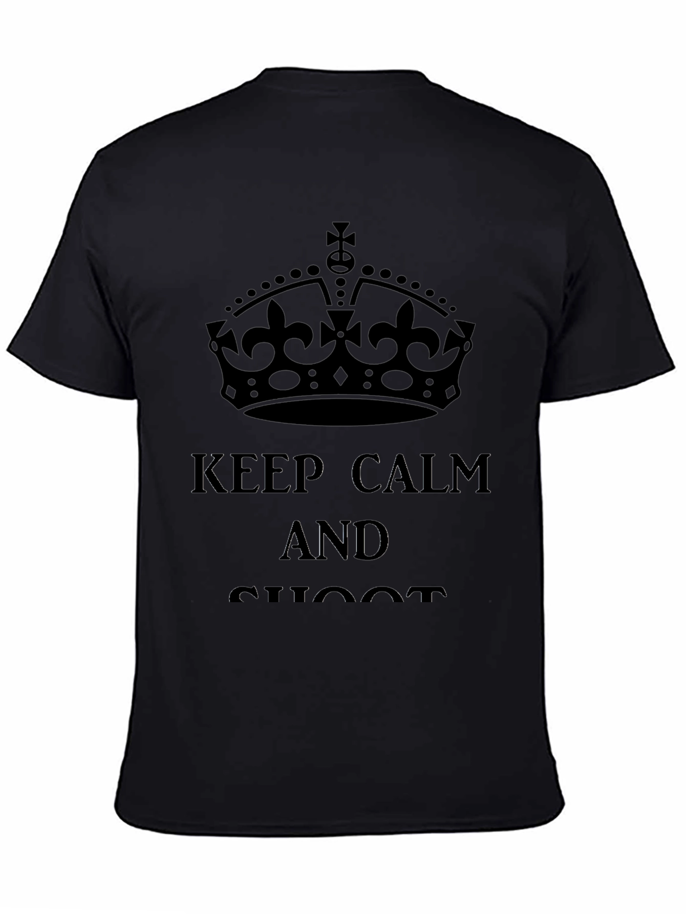Keep Calm and Shoot Black Graphic Tee Shirt