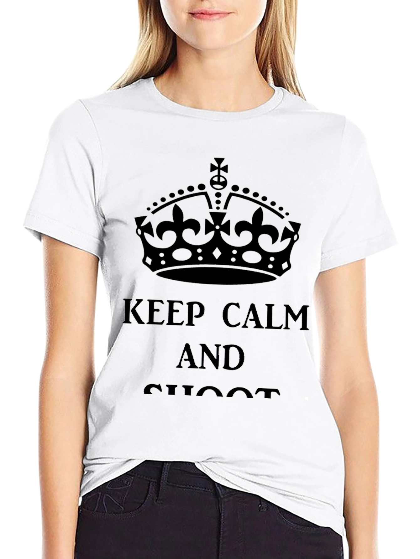 Keep Calm and Shoot Black Graphic Tee Shirt