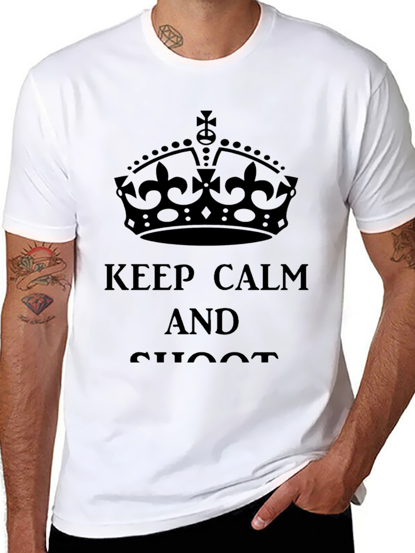 Keep Calm and Shoot Black Graphic Tee Shirt