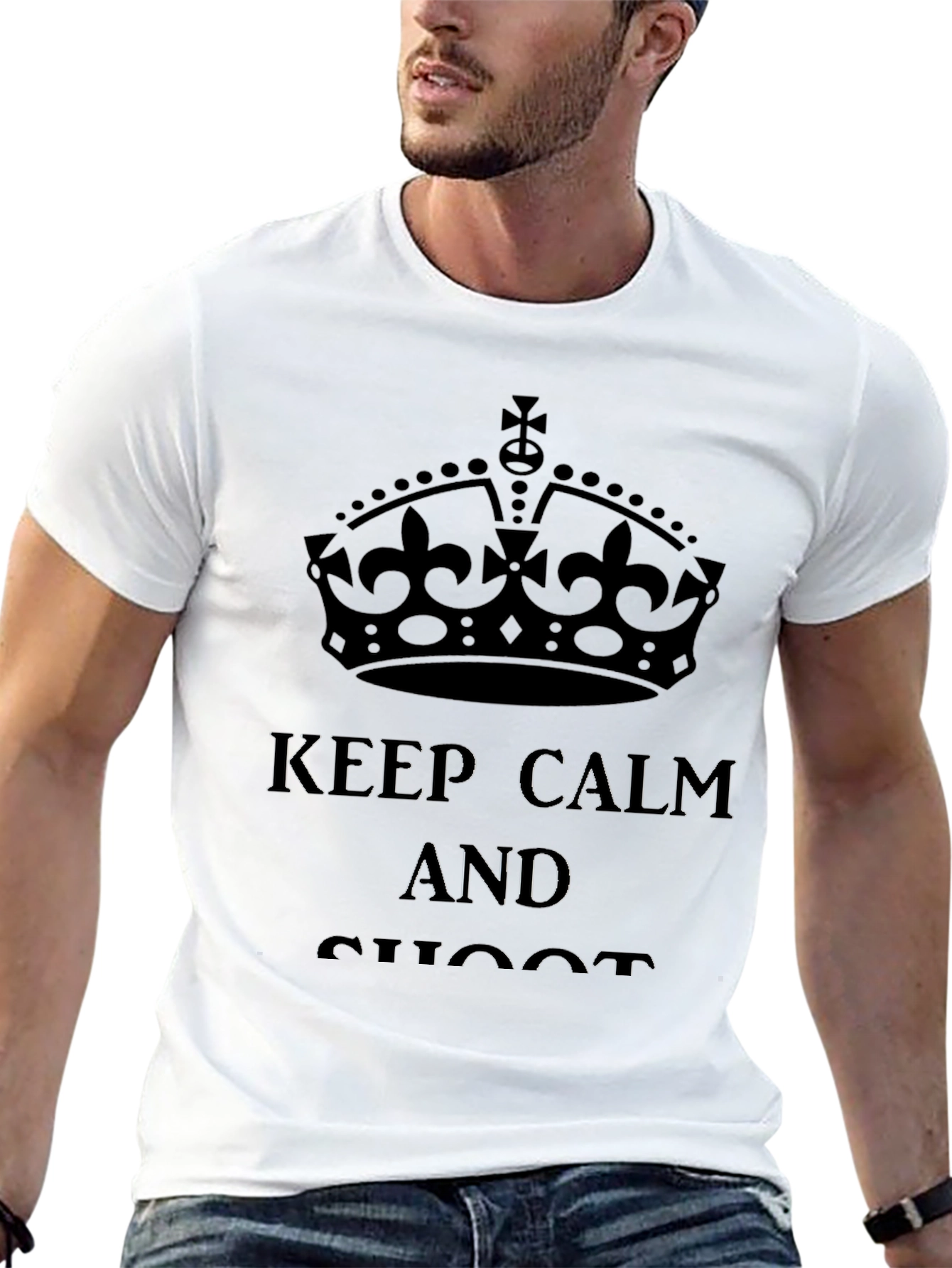 Keep Calm and Shoot Black Graphic Tee Shirt