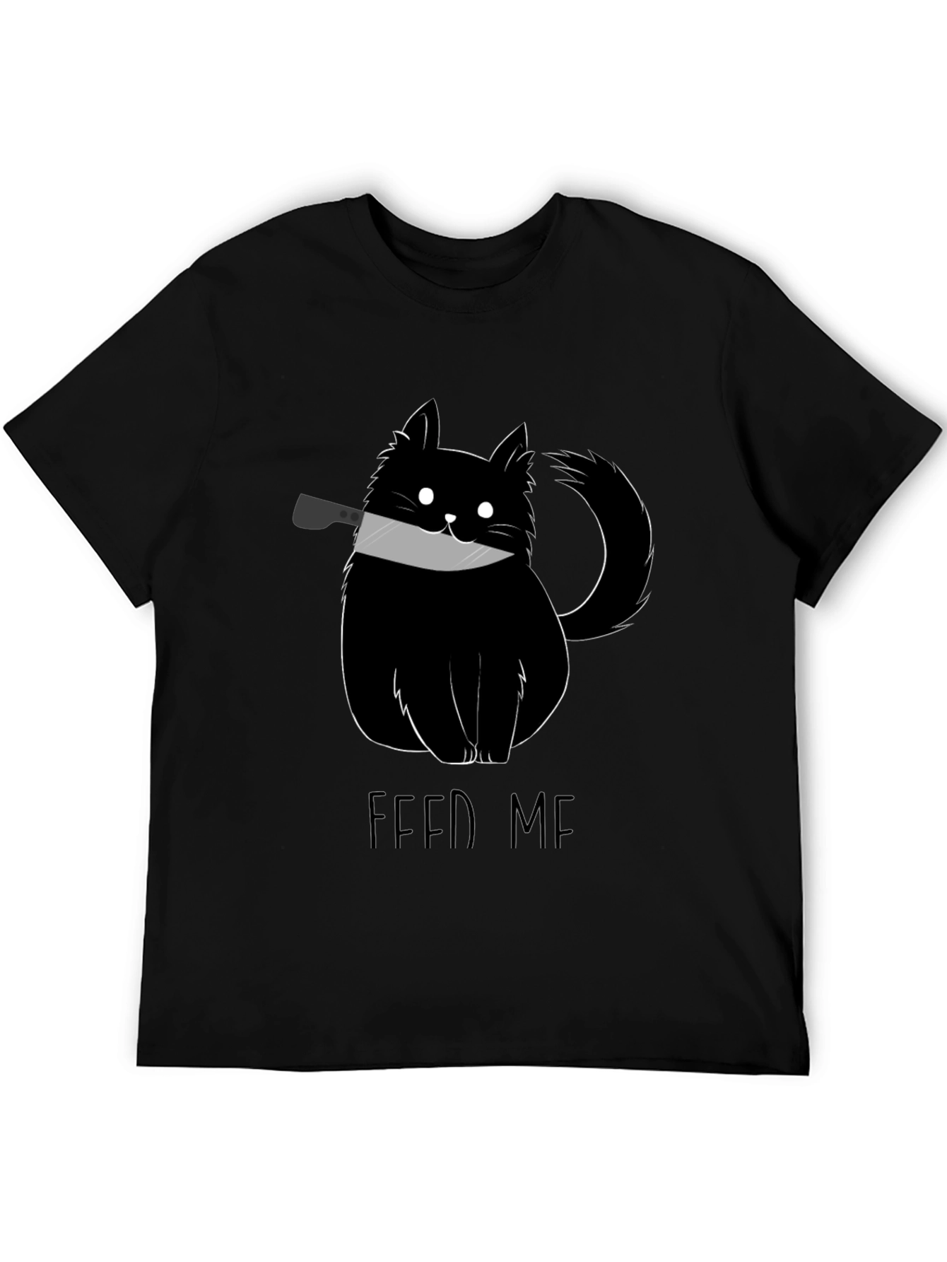 Feed Me Cat Knife Black T-Shirt