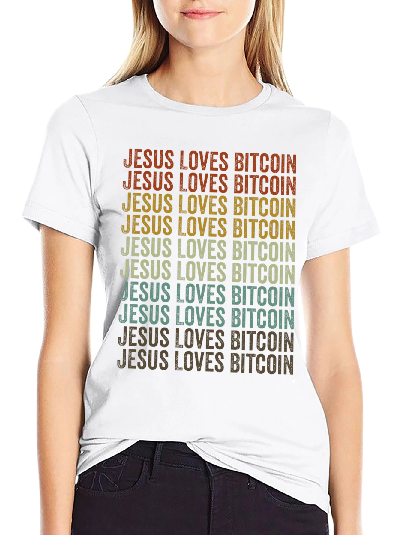 Jesus Loves Bitcoin Retro Style T-Shirt