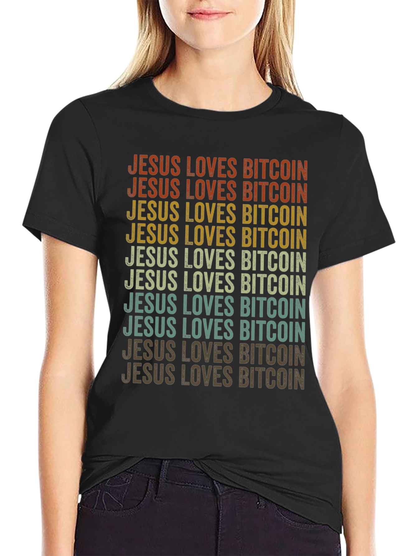 Jesus Loves Bitcoin Retro Style T-Shirt