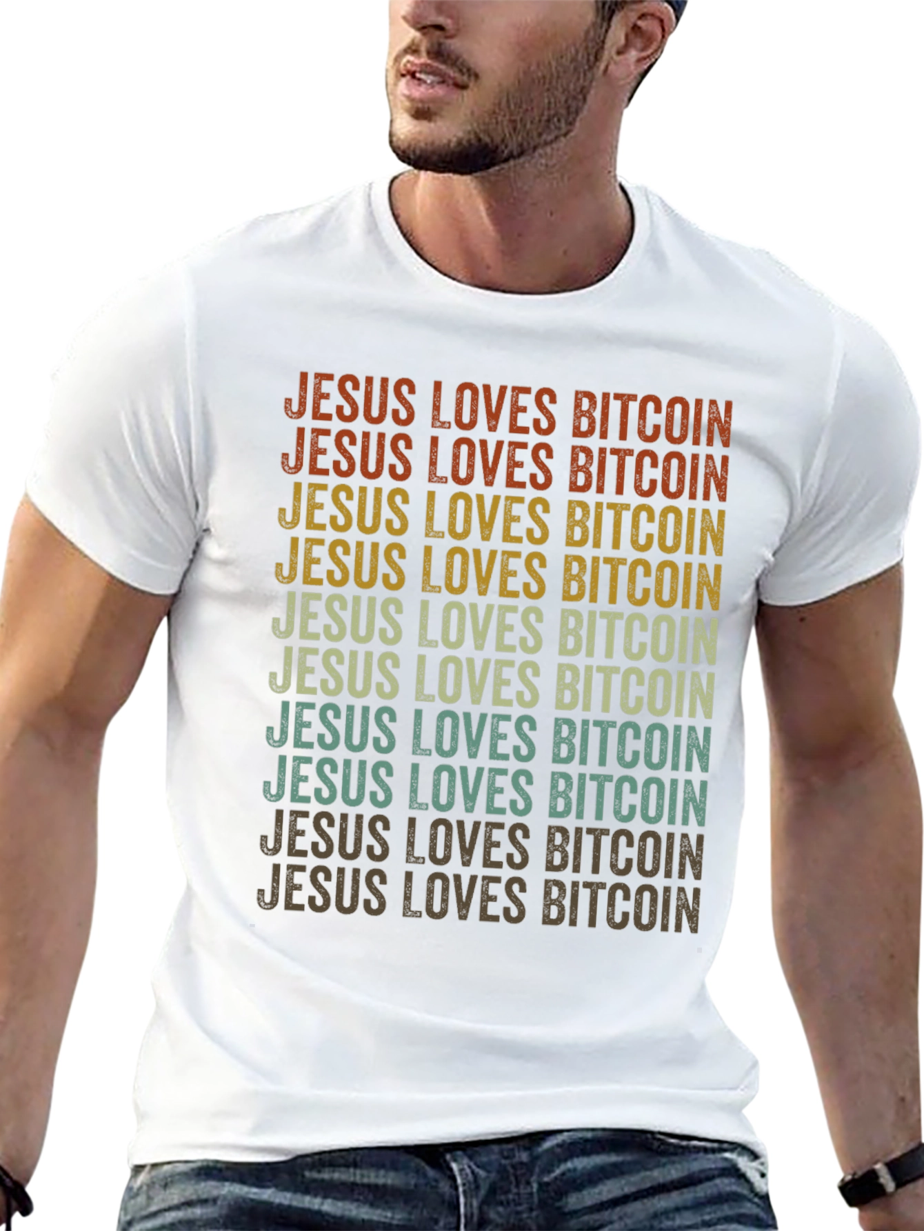 Jesus Loves Bitcoin Retro Style T-Shirt