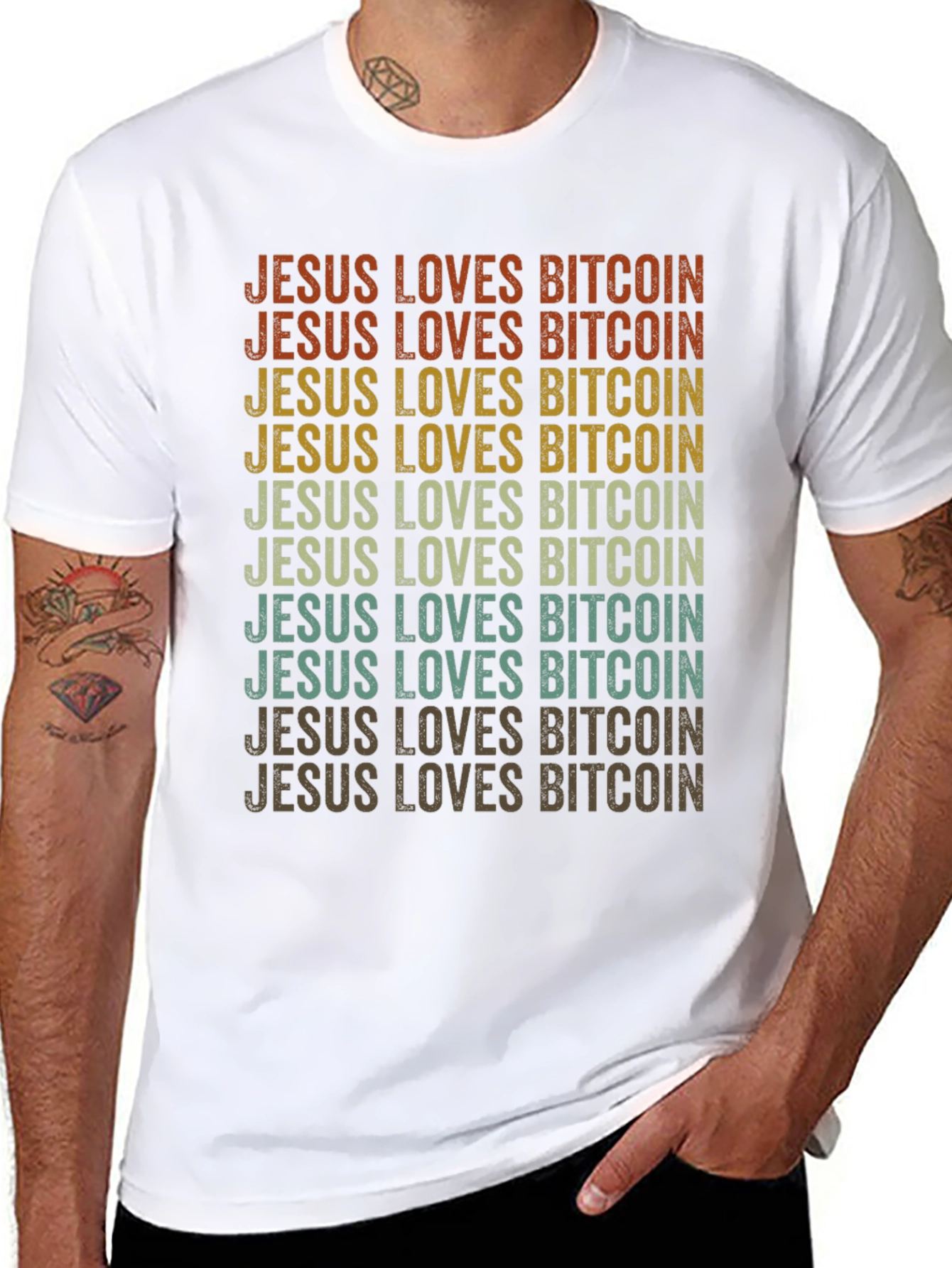 Jesus Loves Bitcoin Retro Style T-Shirt