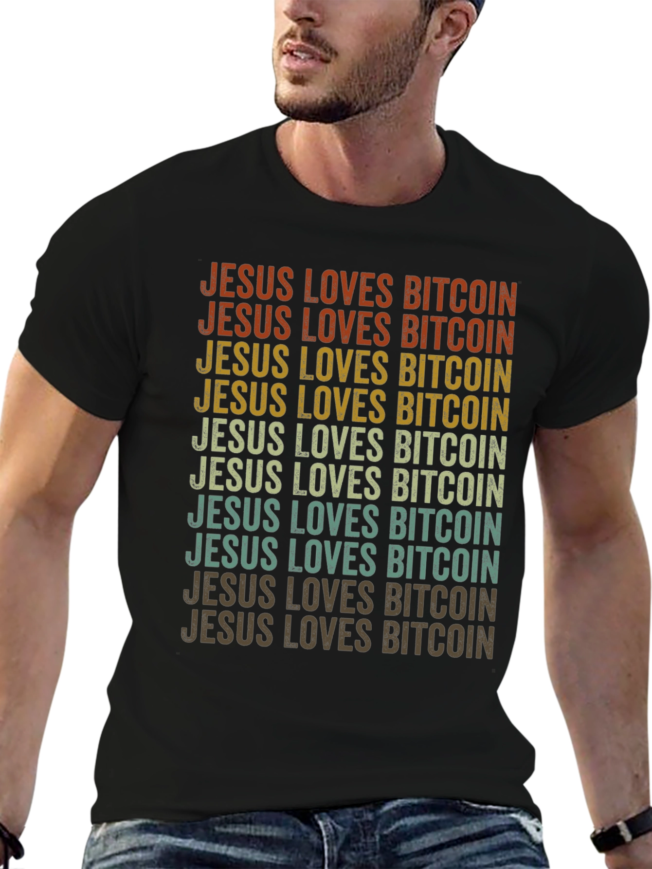 Jesus Loves Bitcoin Retro Style T-Shirt