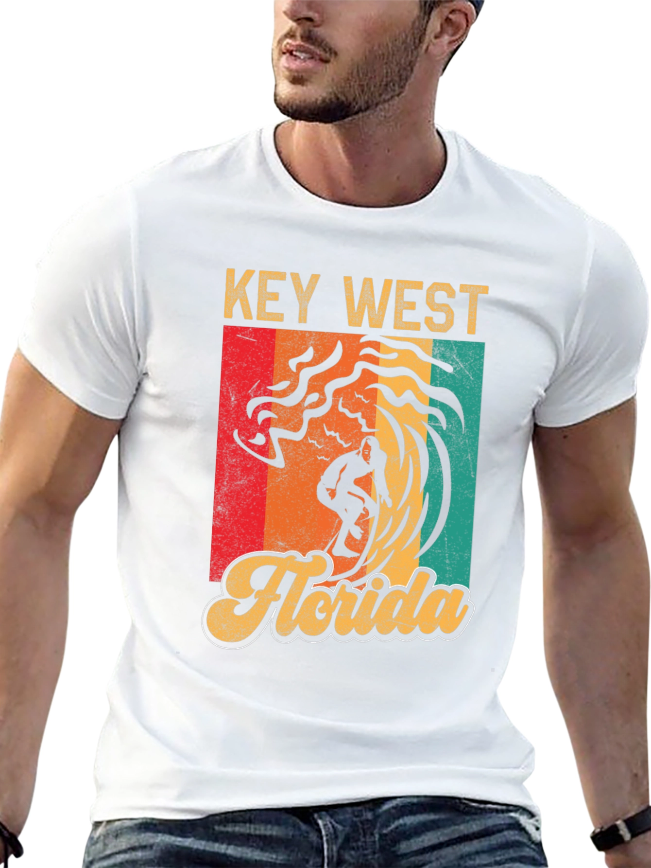 Key West Florida Surfer T-Shirt - Retro Style