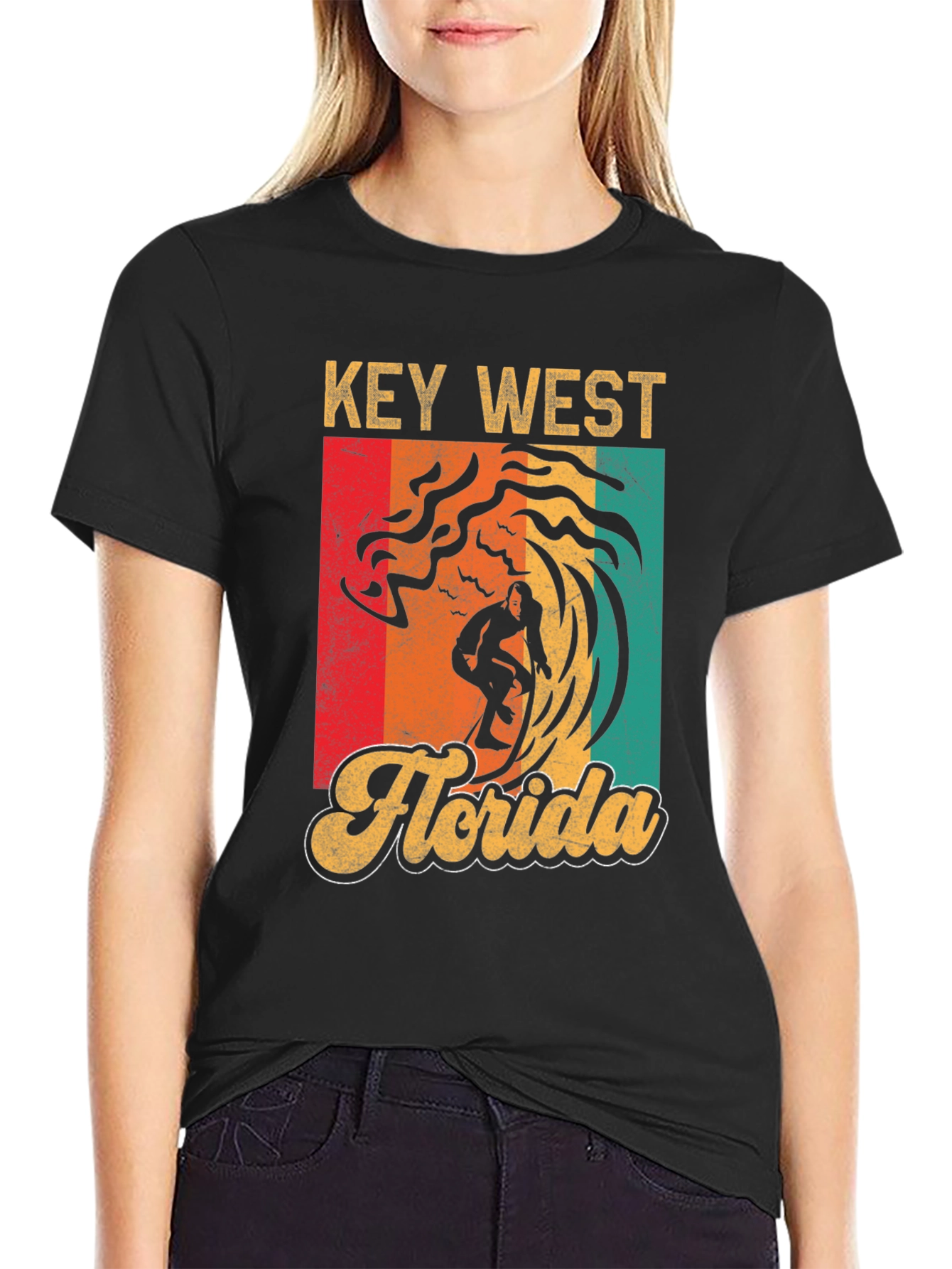 Key West Florida Surfer T-Shirt - Retro Style