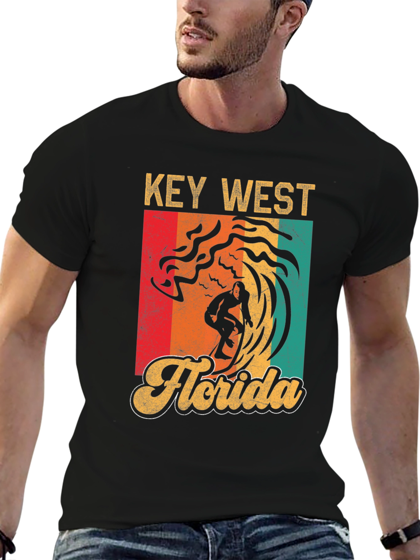 Key West Florida Surfer T-Shirt - Retro Style