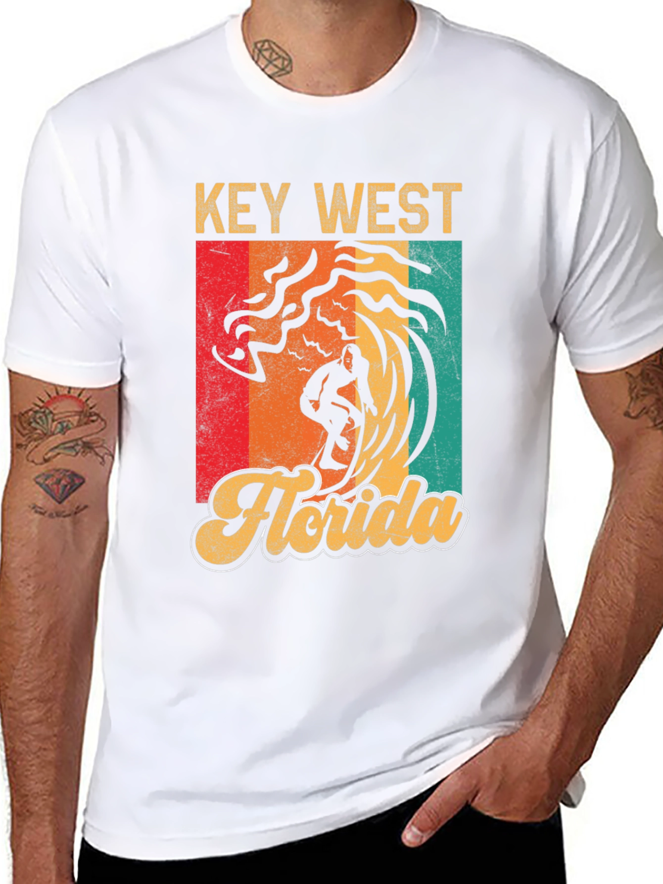 Key West Florida Surfer T-Shirt - Retro Style