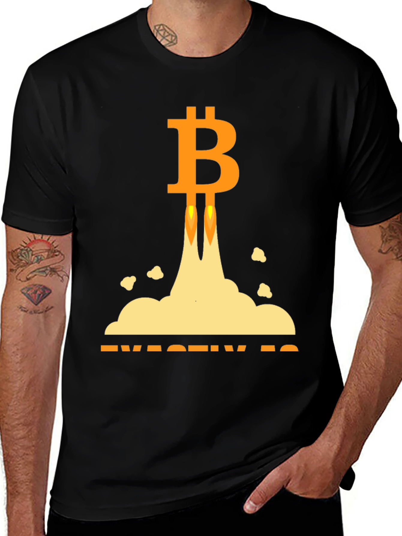 Bitcoin Rocket Launch Black T-Shirt
