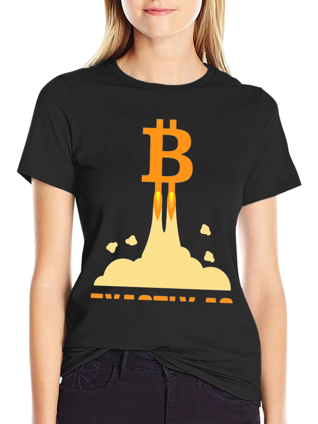 Bitcoin Rocket Launch Black T-Shirt