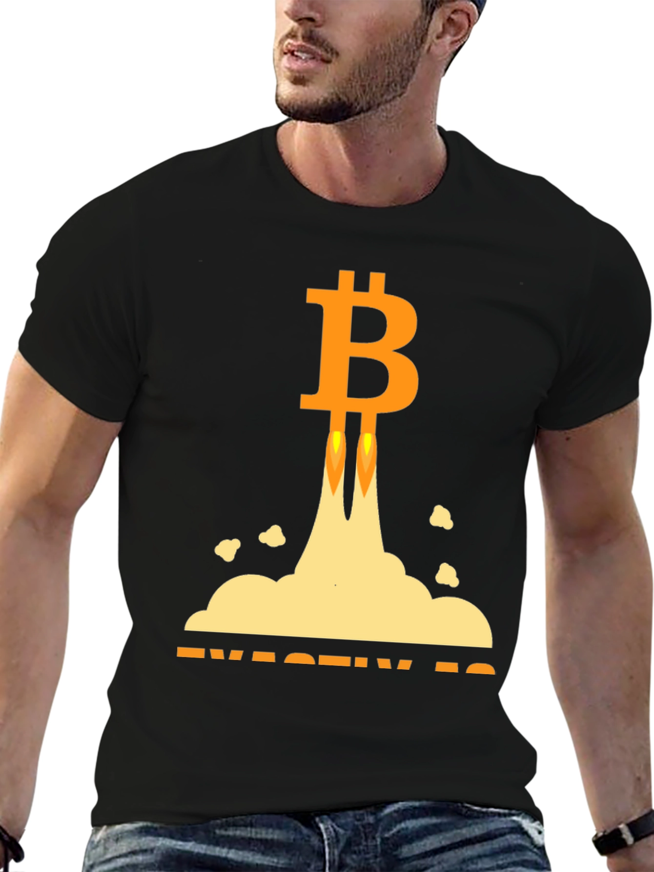 Bitcoin Rocket Launch Black T-Shirt