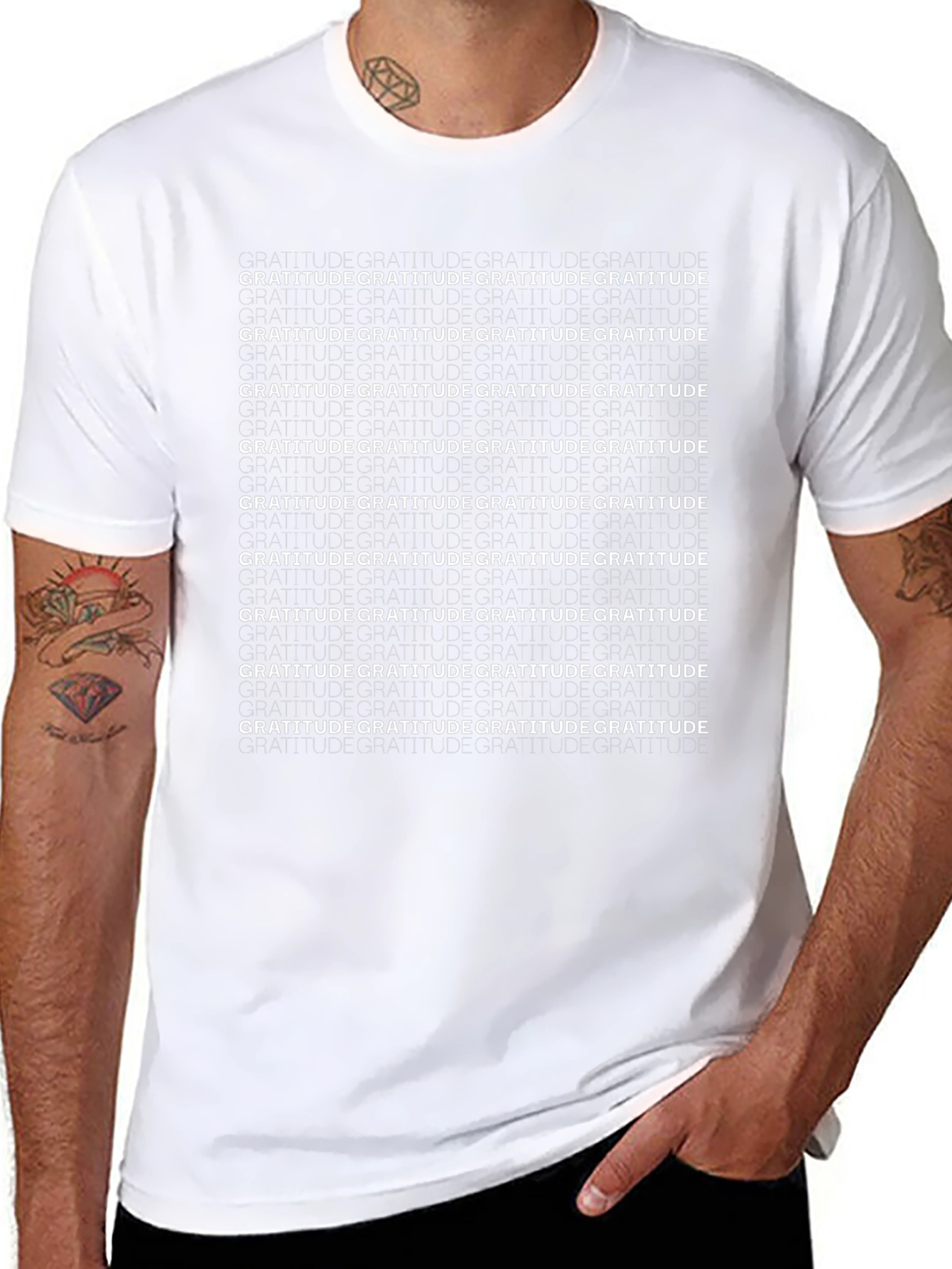 Gratitude T-Shirt - Black Crew Neck