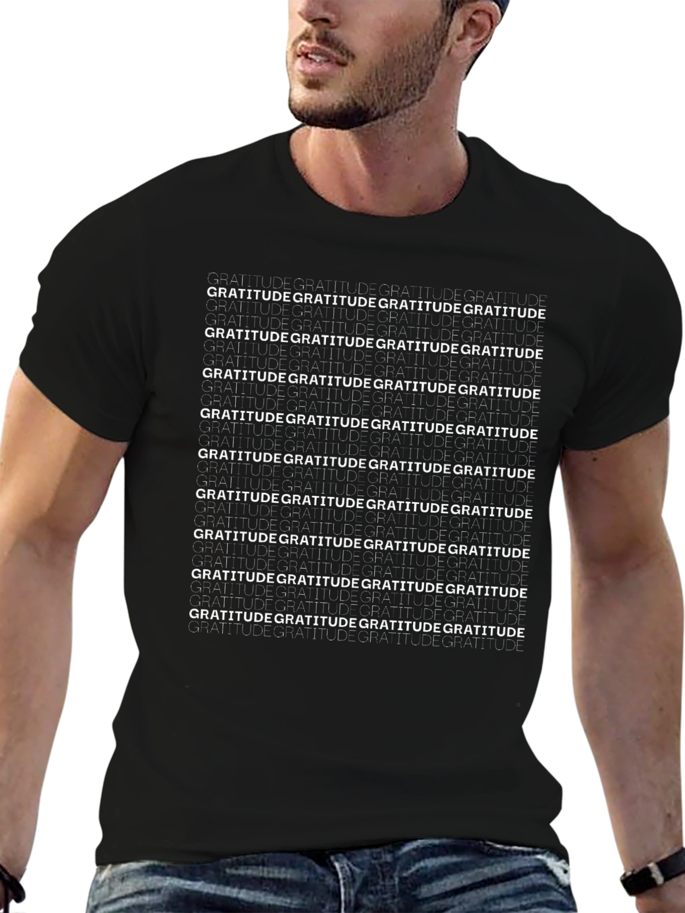 Gratitude T-Shirt - Black Crew Neck