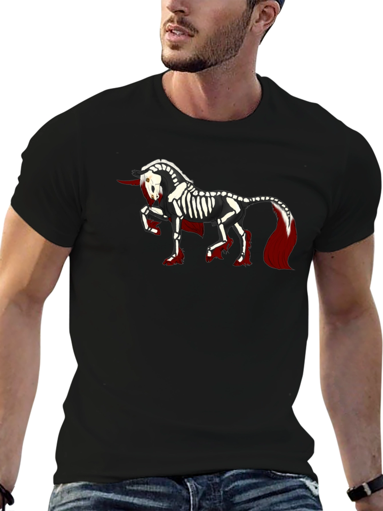 Skeleton Unicorn Black T-Shirt