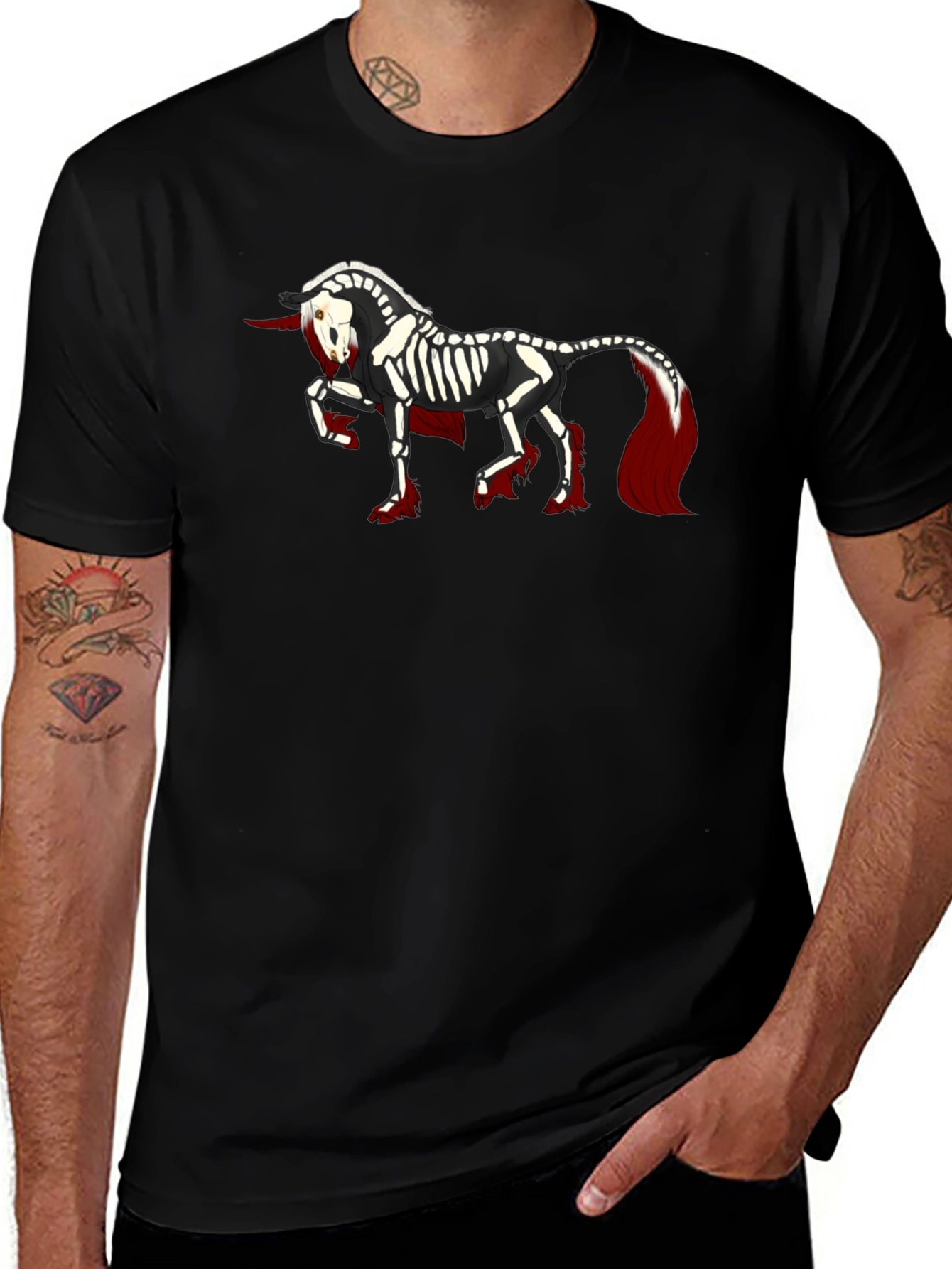 Skeleton Unicorn Black T-Shirt