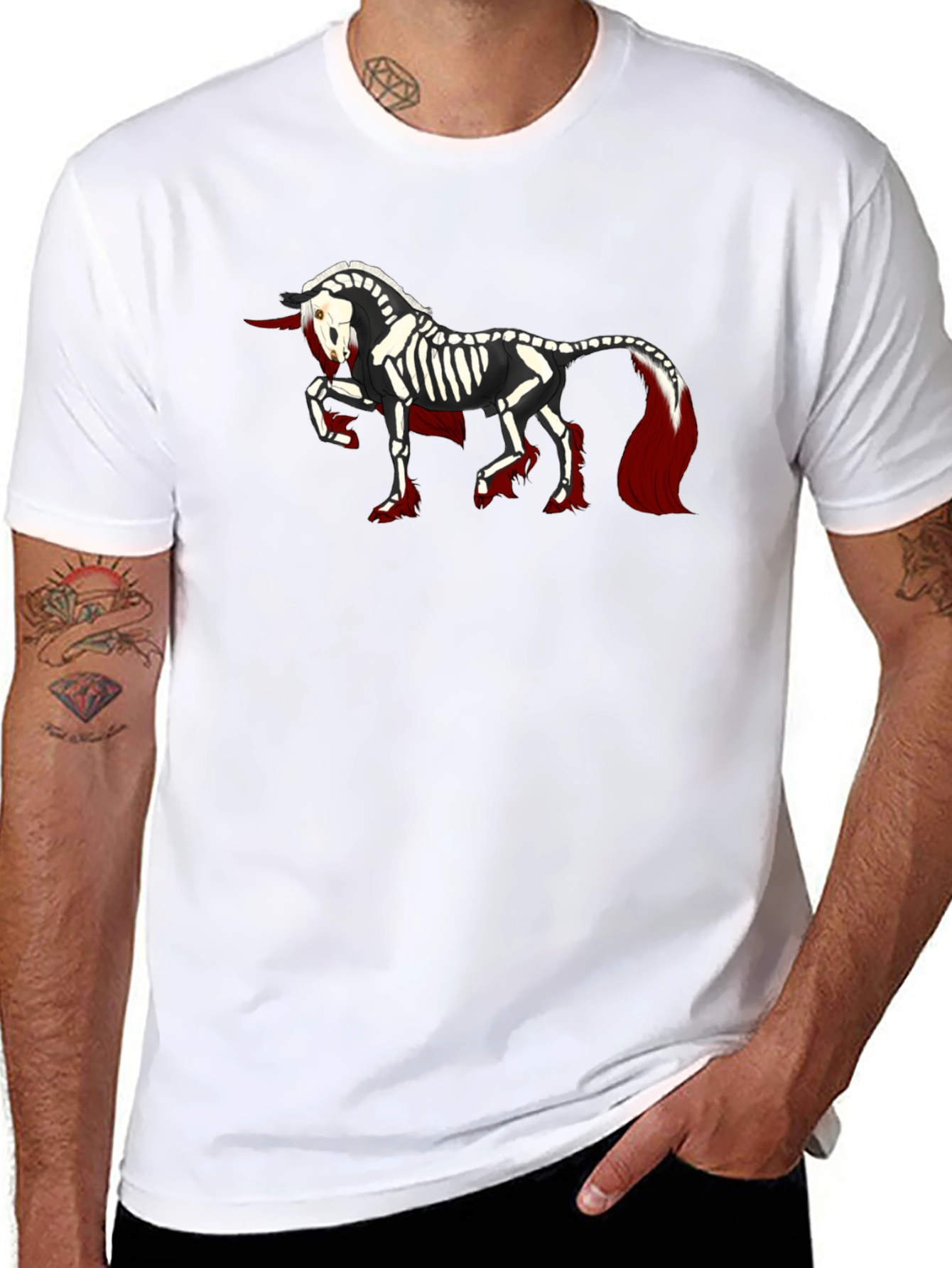 Skeleton Unicorn Black T-Shirt