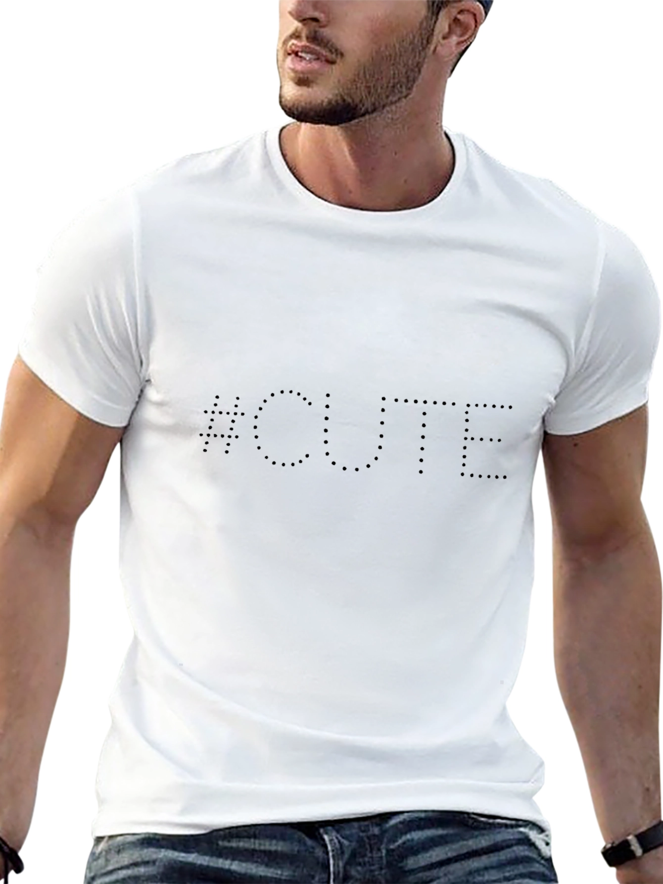 Cute Dotted Text Black T-Shirt