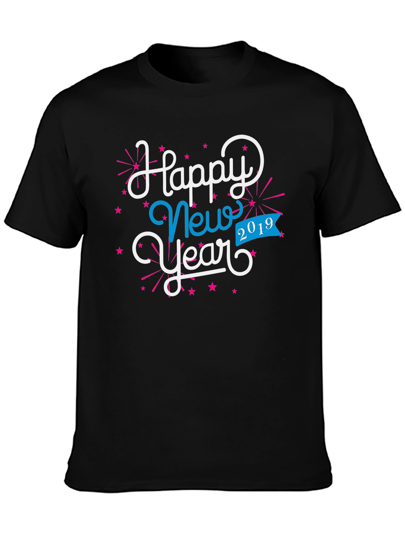 Happy New Year 2019 Black Graphic Tee