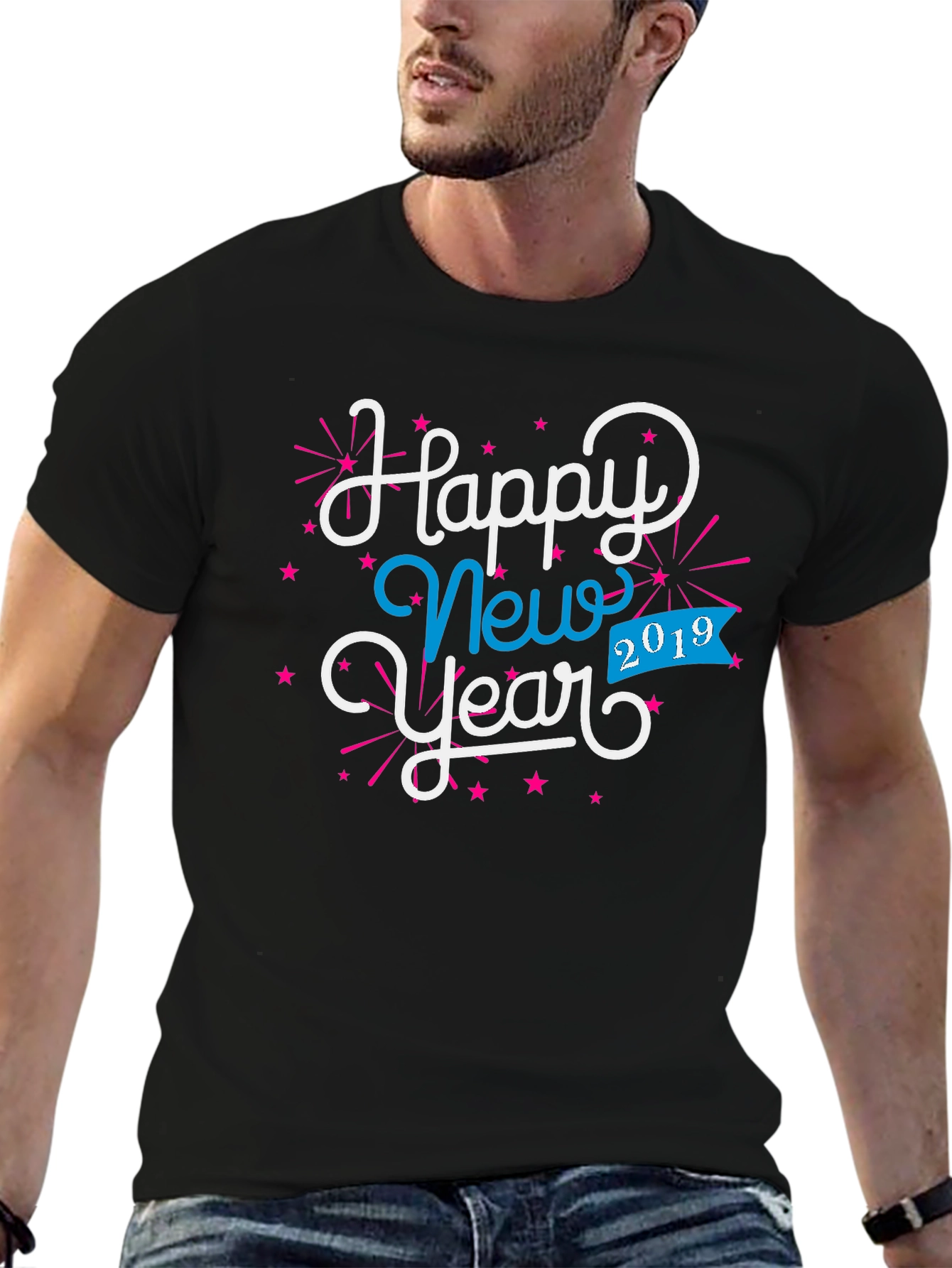 Happy New Year 2019 Black Graphic Tee