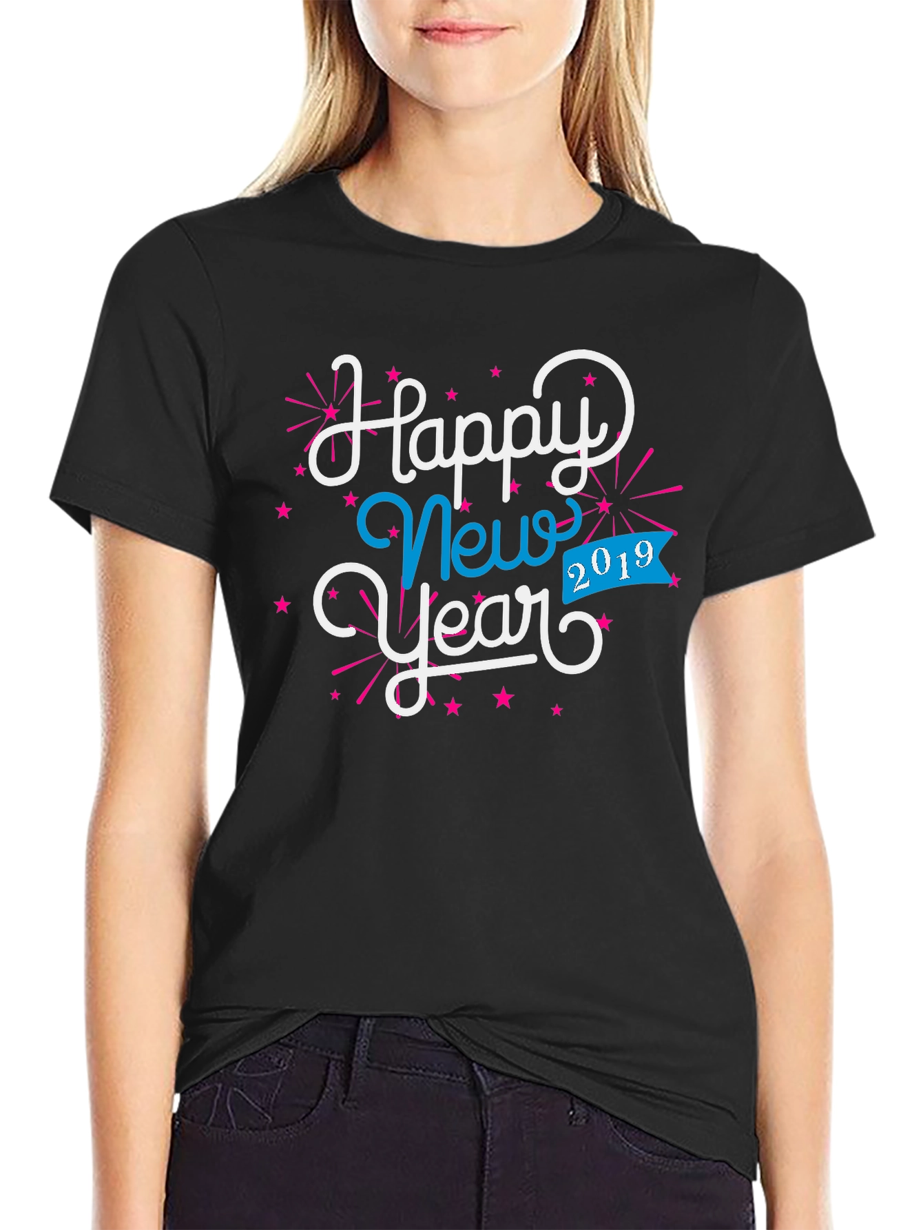 Happy New Year 2019 Black Graphic Tee