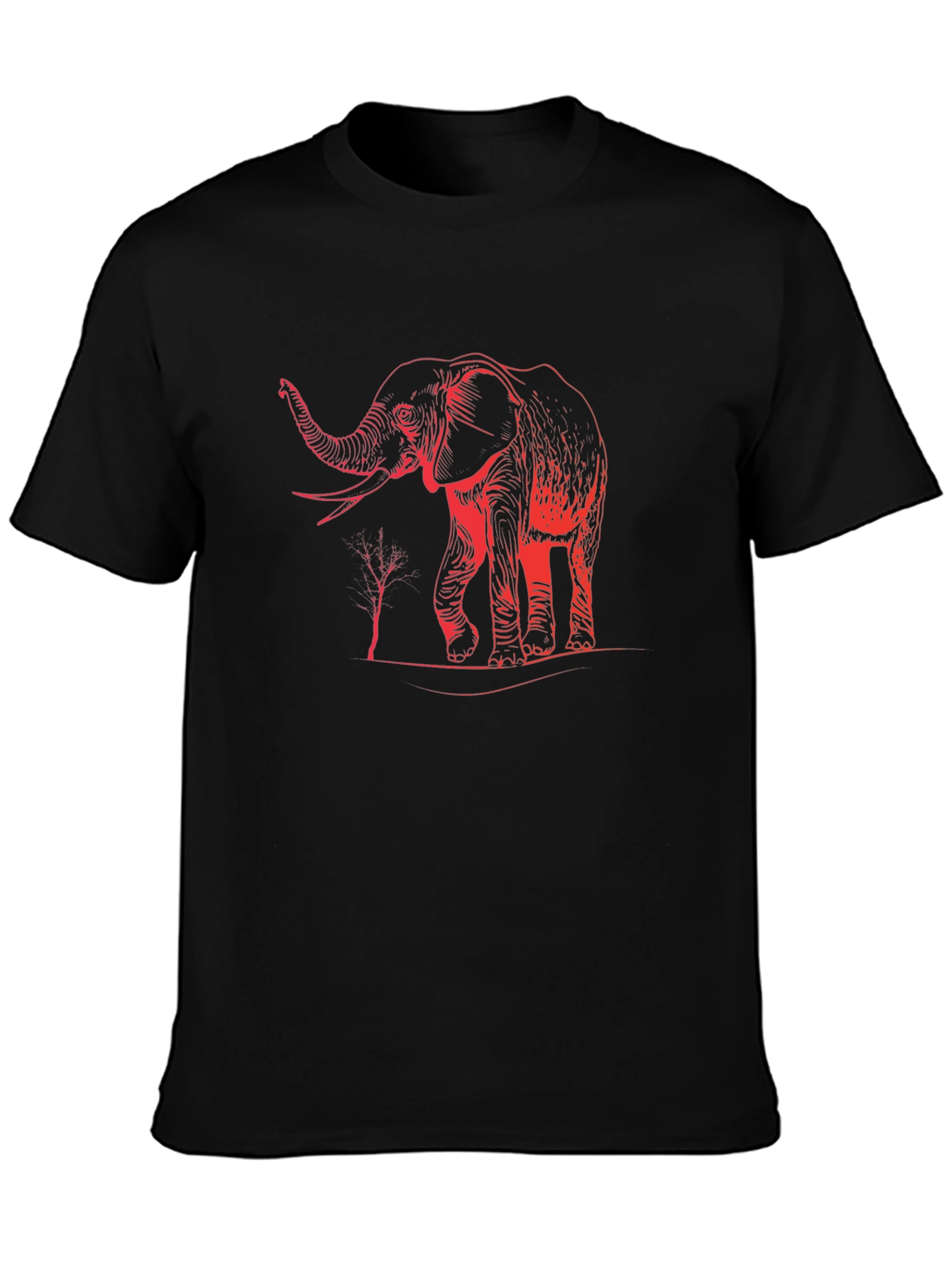 Elephant Graphic Print Black T-Shirt