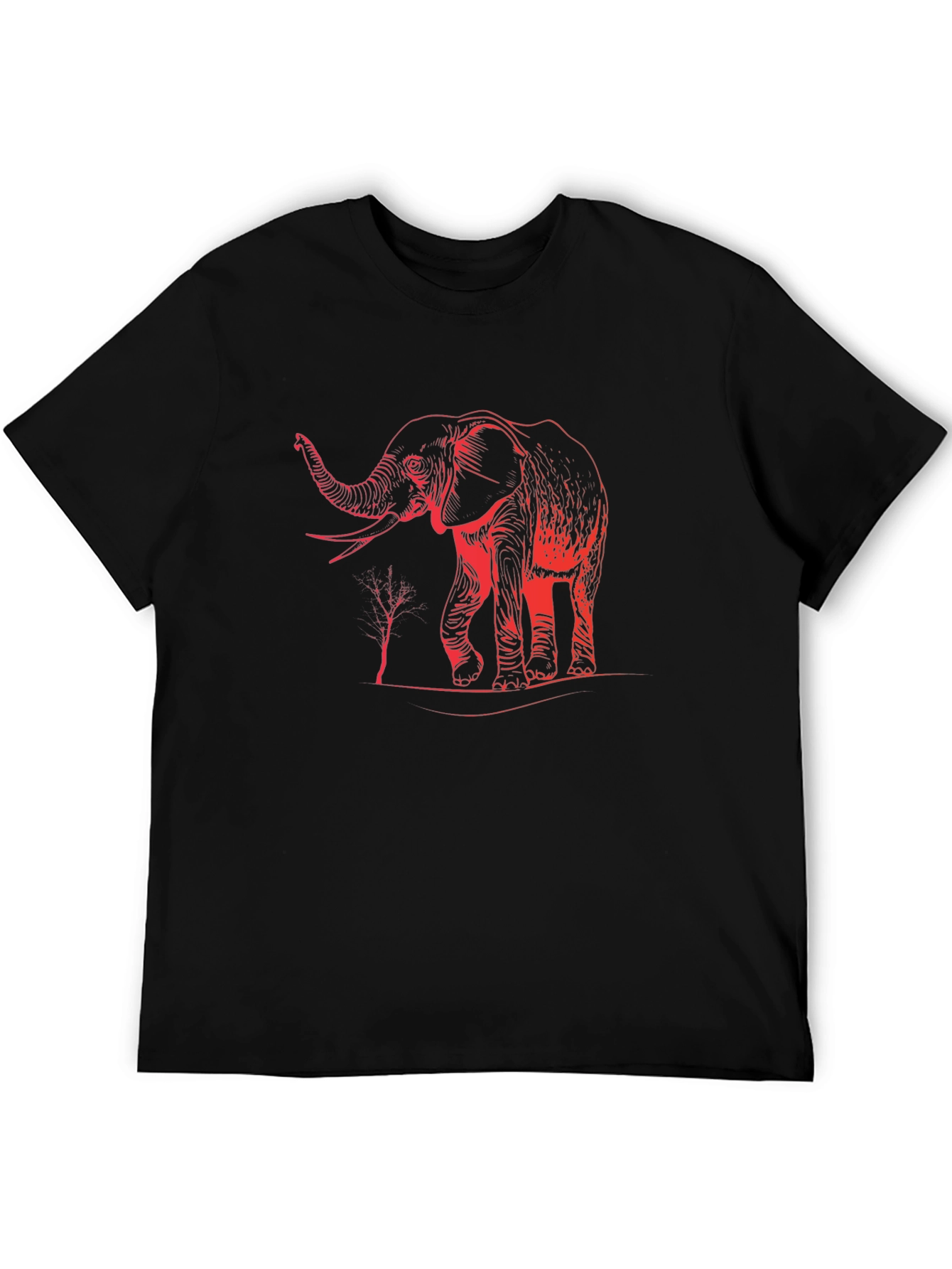 Elephant Graphic Print Black T-Shirt