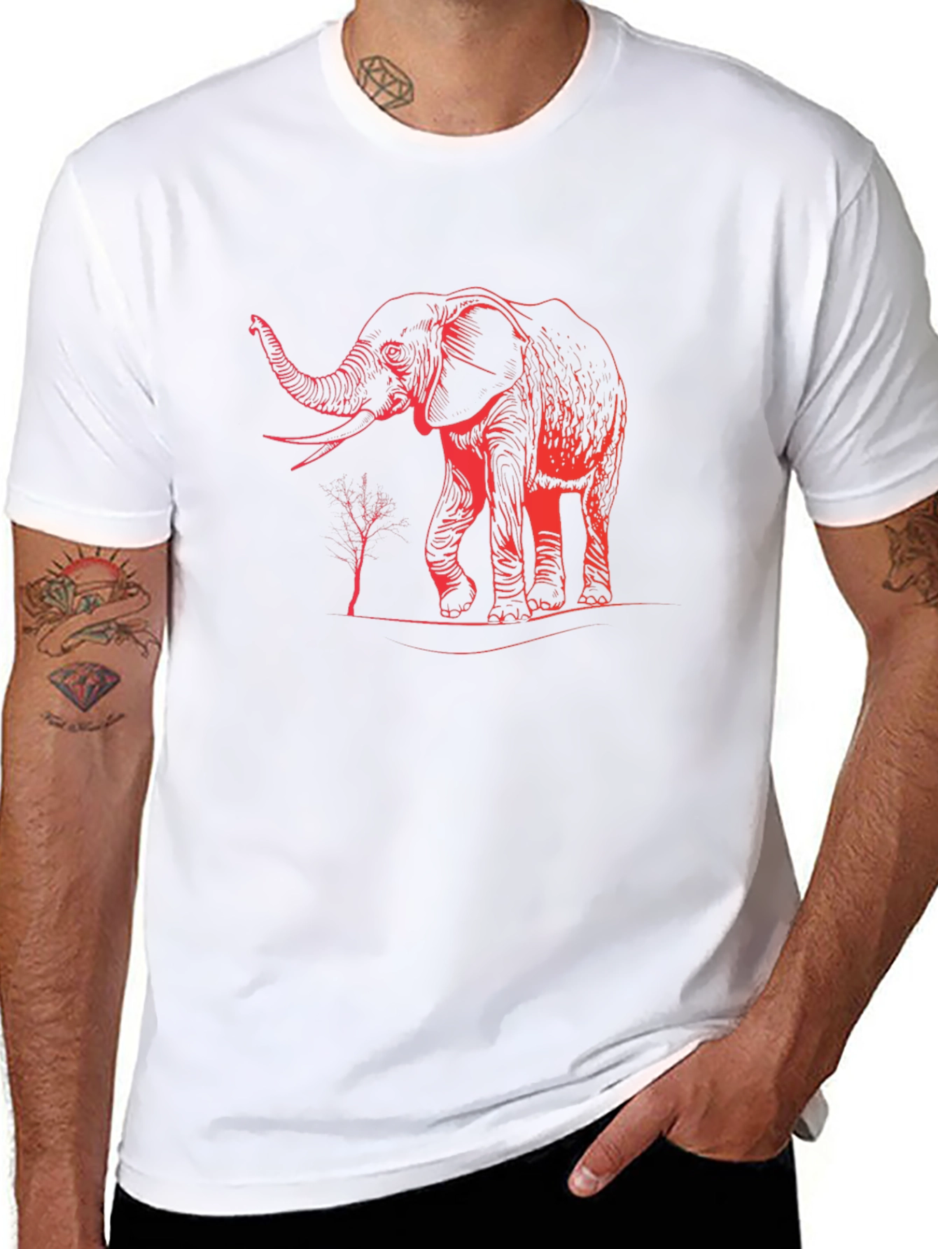 Elephant Graphic Print Black T-Shirt