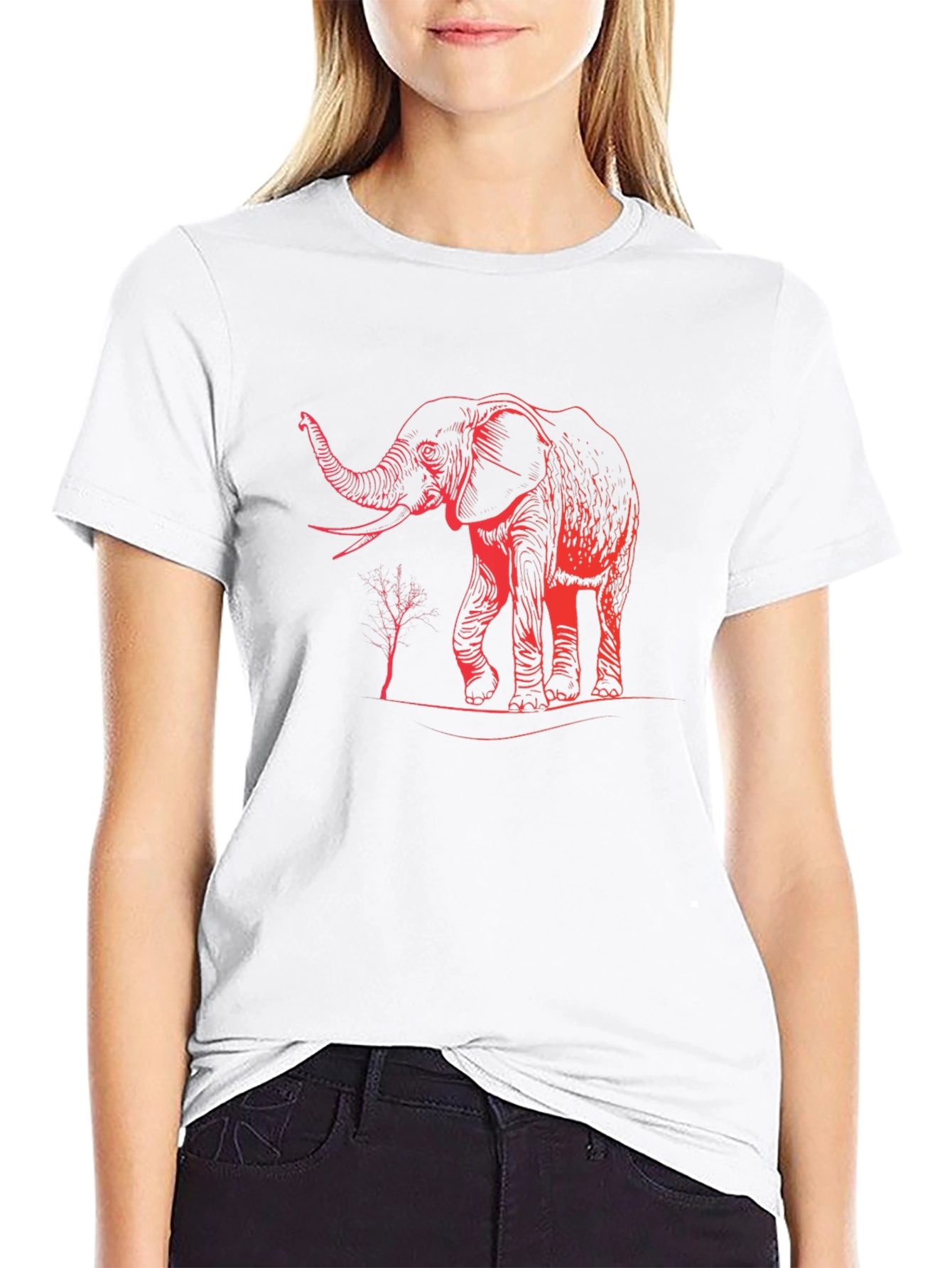 Elephant Graphic Print Black T-Shirt